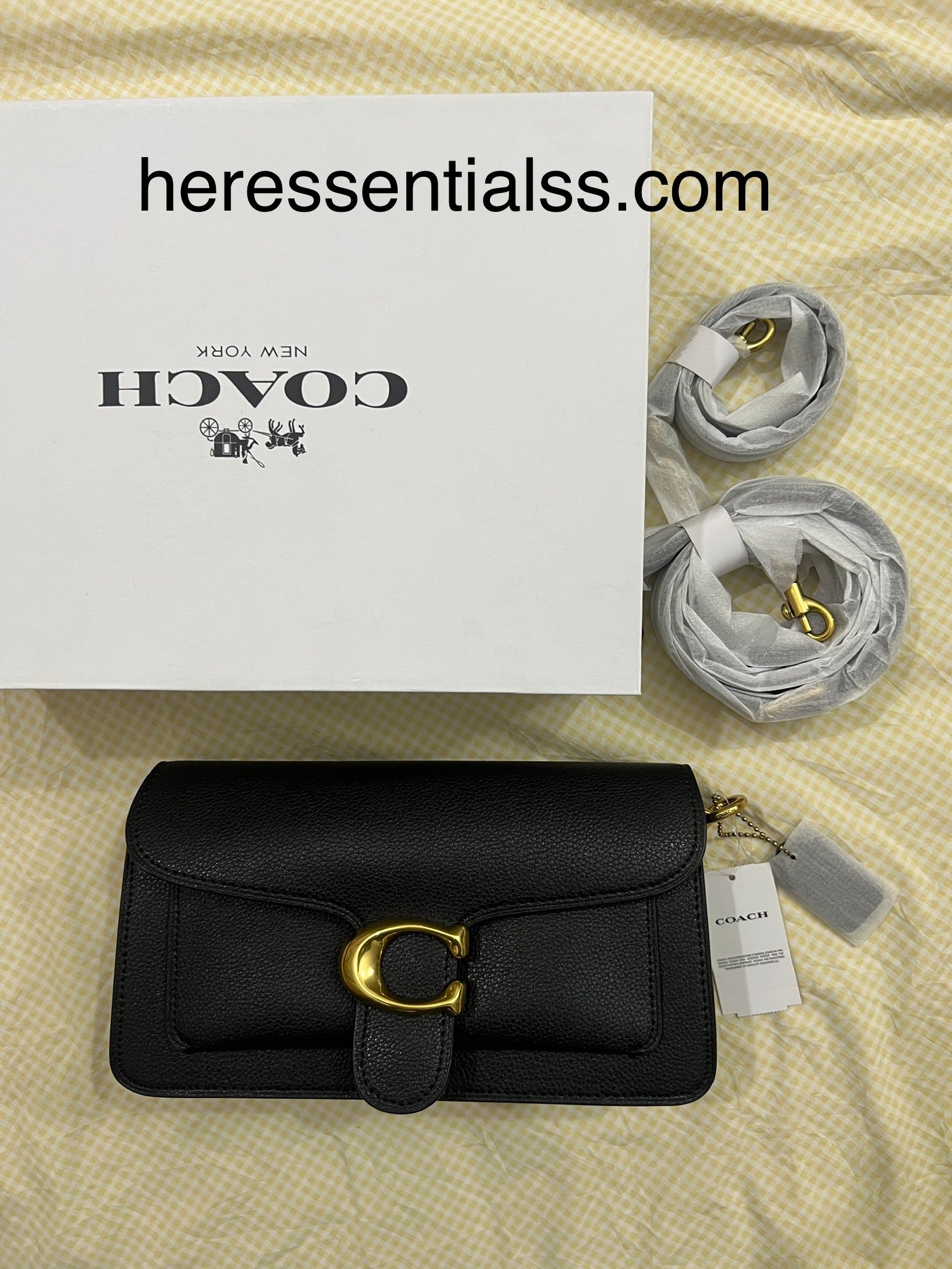 BLACK SIGNATURE COACH TAB 26 BAG (WITH STRAPS & BOX) – Her Essentials