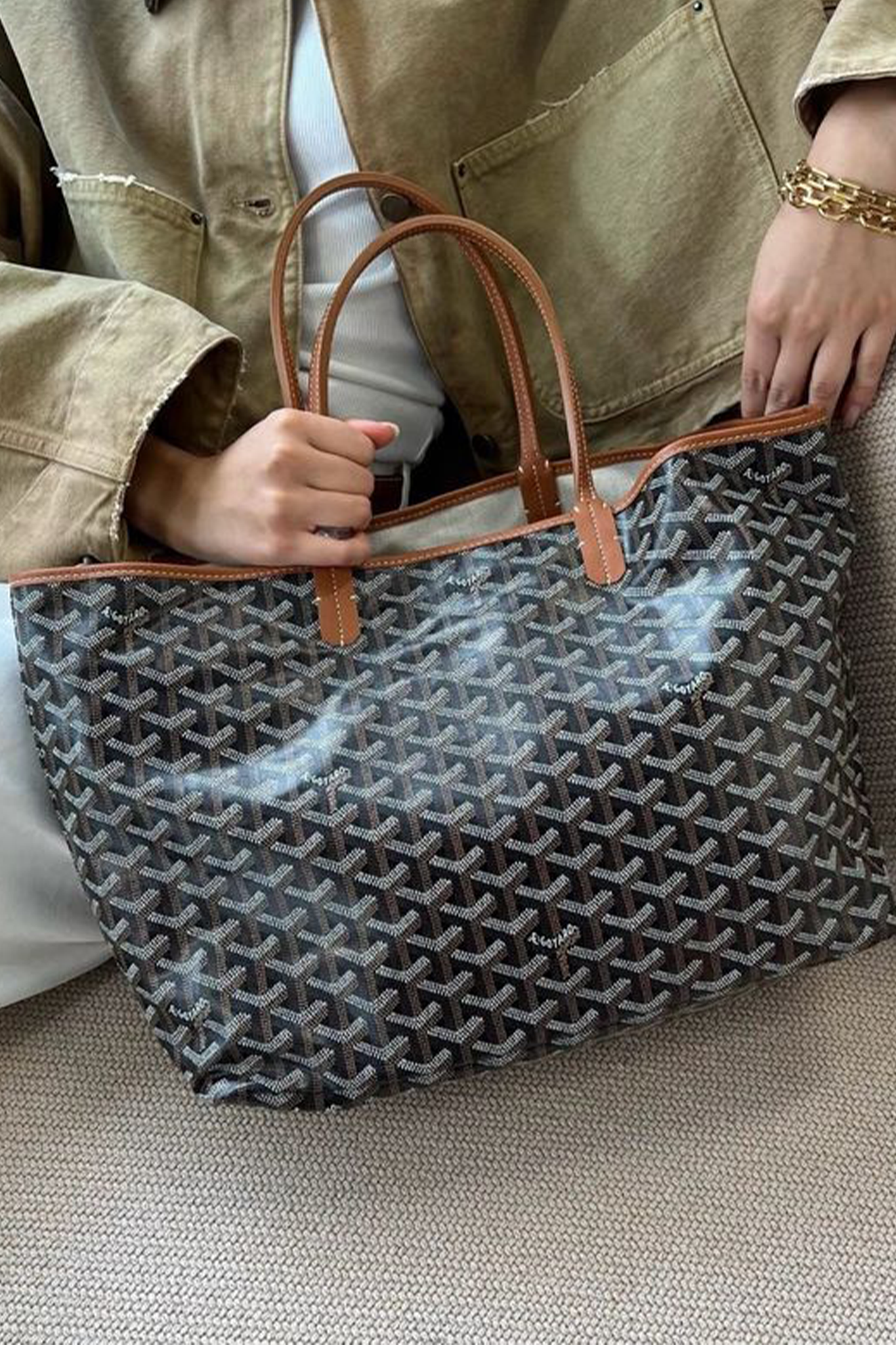 Goyard Tote Bag – Black with Brown (Large With Pouch) – Her Essentials Goyard Tote Bag – Black with Brown (Large With Pouch) – Her Essentials