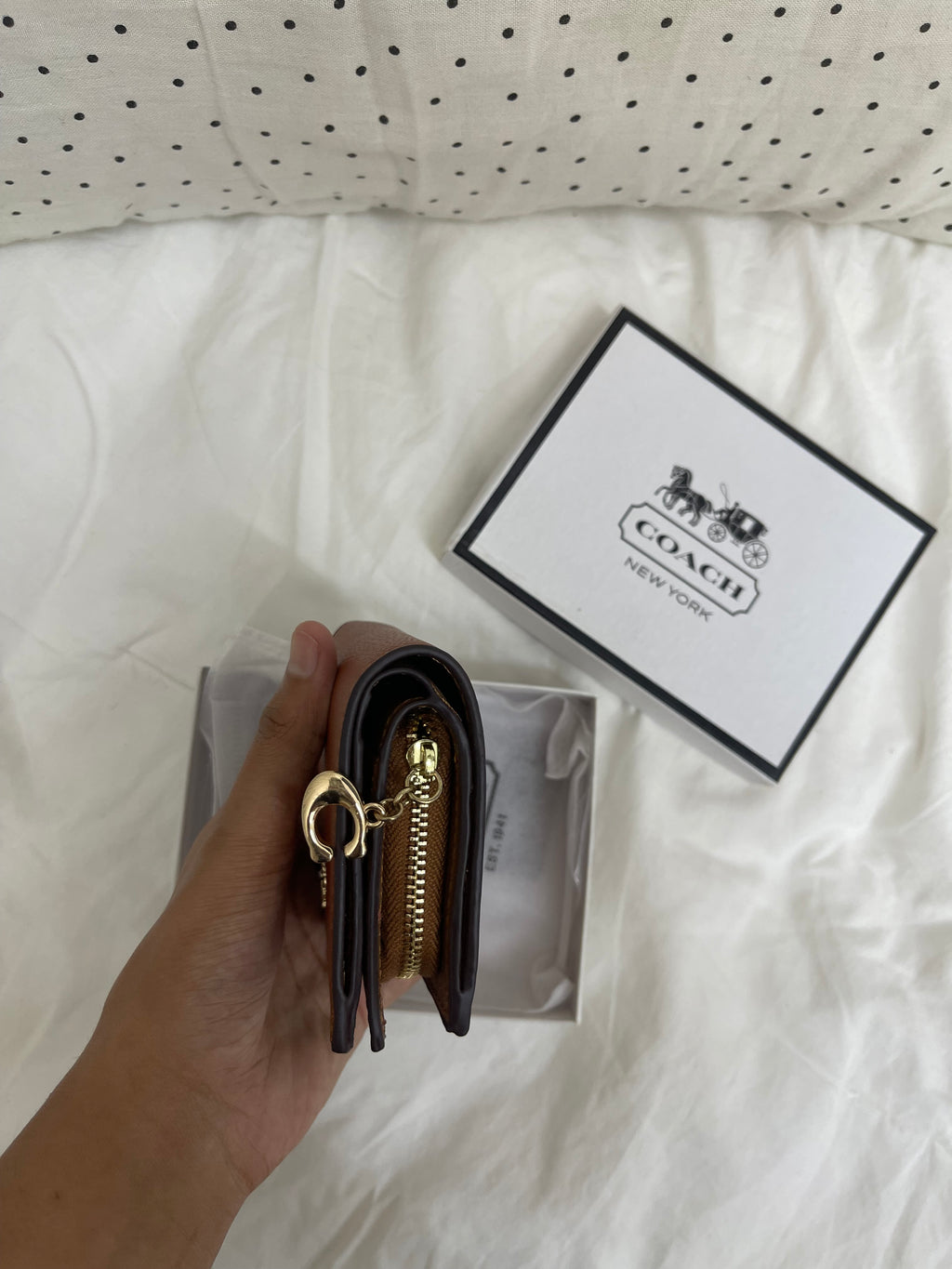 Coach Pebbled Leather Small Zip Wallet – Saddle Brown