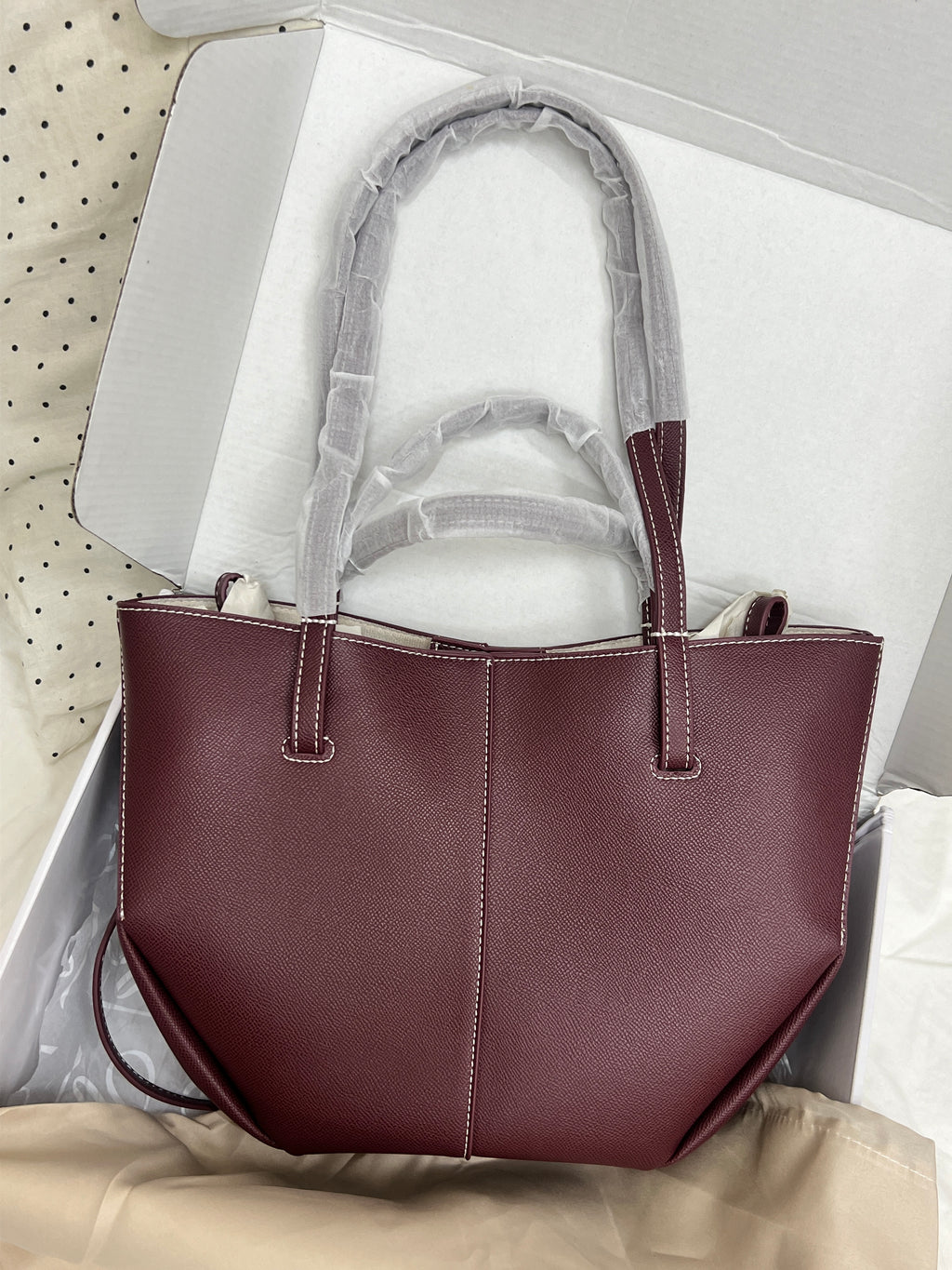 Polène Cyme Small Tote Bag with Pouch - BURGUNDY