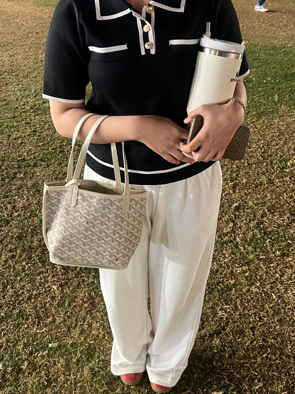 Goyard Tote Bag - White (Medium with Pouch)