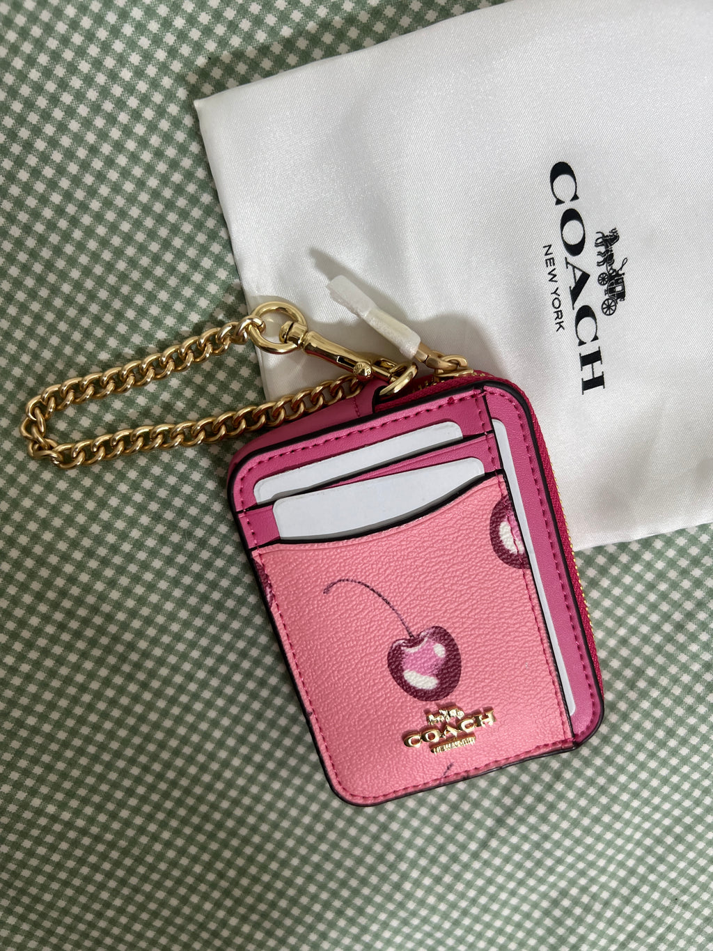 Coach Zip Card Case in Pink Cherry