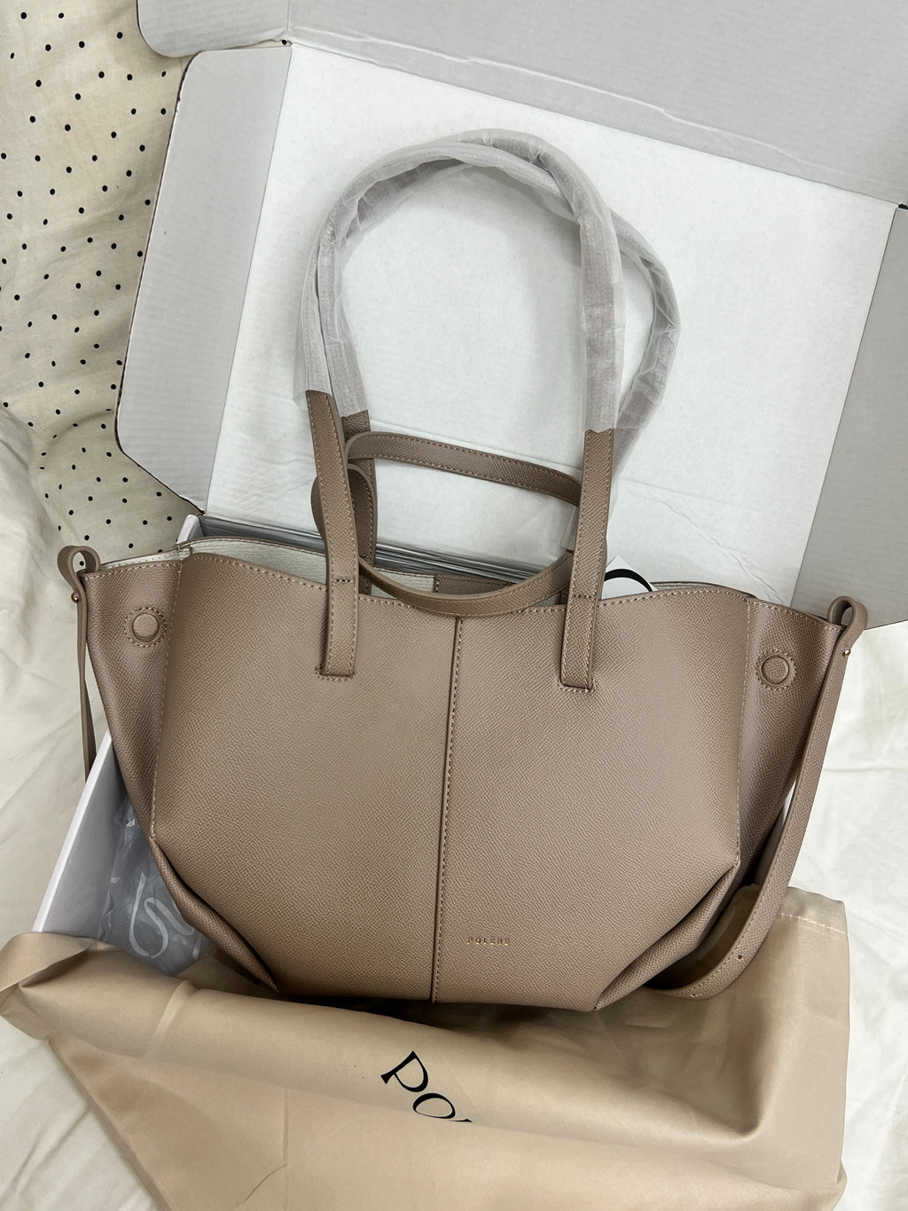 Polène Cyme Small Tote Bag with Pouch – Taupe
