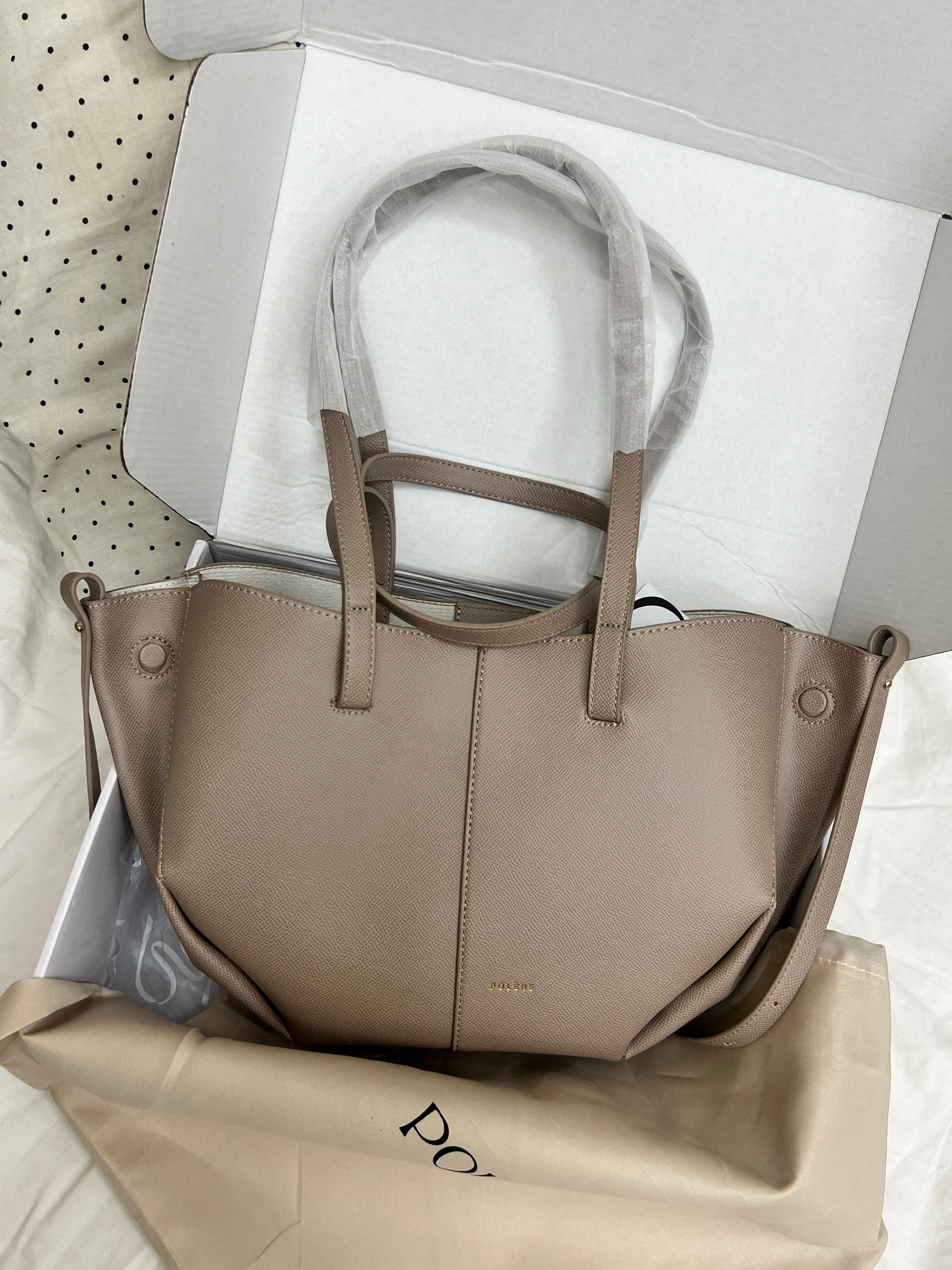 Polène Cyme Small Tote Bag with Pouch – Taupe