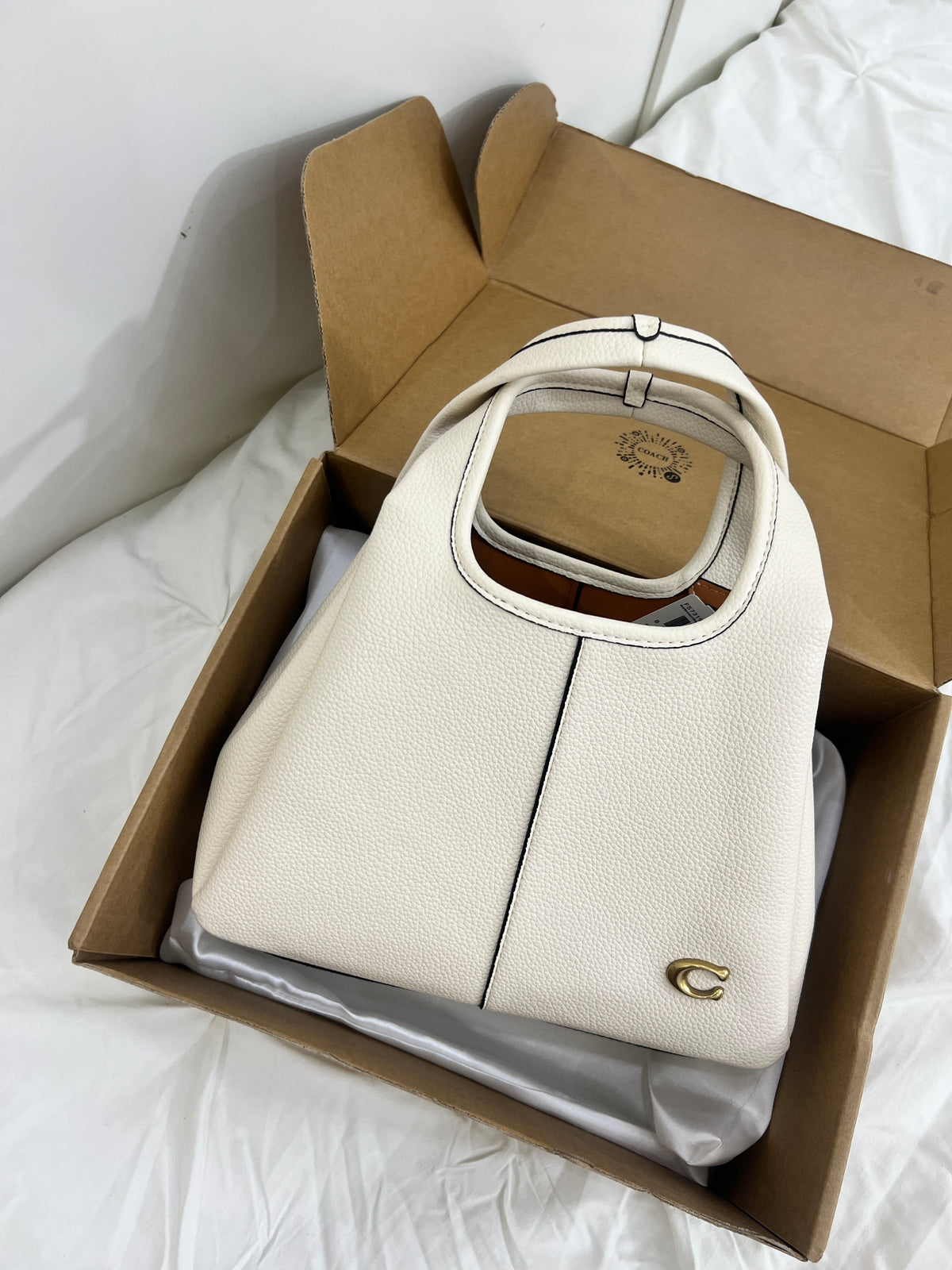 Coach Hobo Lana Shoulder Bag 23 White Leather