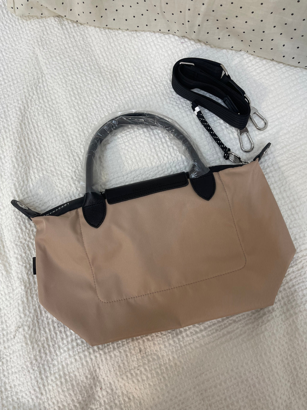 Longchamp Inspired Crossbody - Taupe(Small With Logo & Strap)