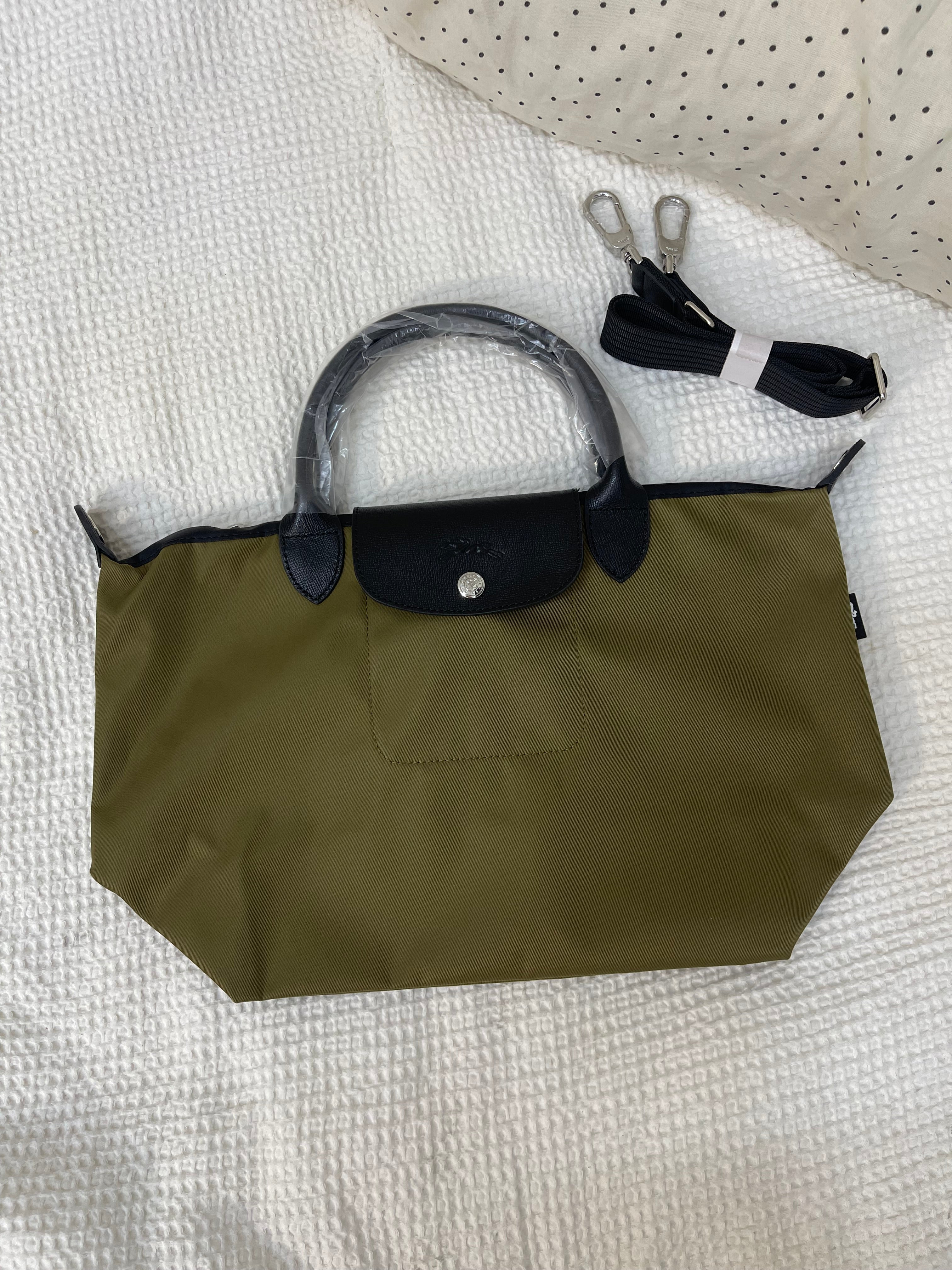 Longchamp Inspired Crossbody - khaki Green (Medium With Logo & Strap)