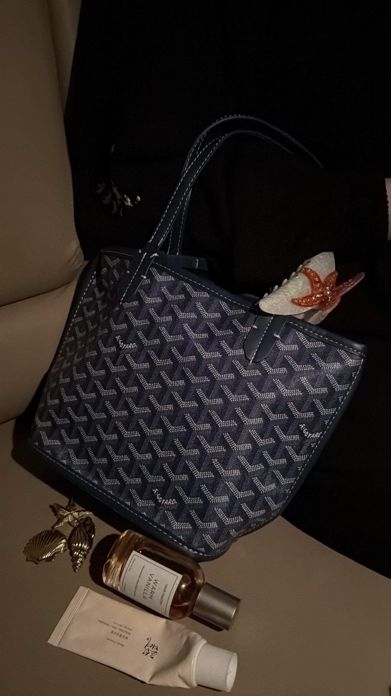 Goyard Tote Bag - Navy Artois (Medium with Pouch)