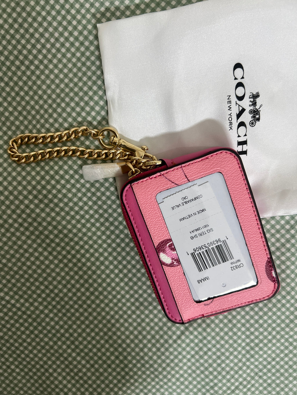 Coach Zip Card Case in Pink Cherry