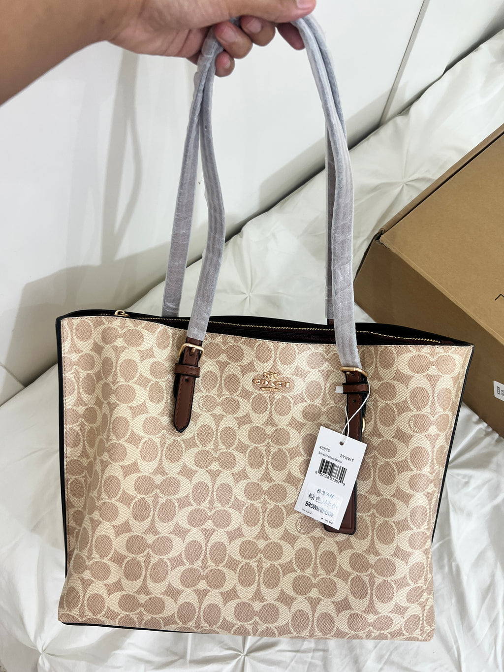 Coach Tote Bag Beige / Brown (With Dust Bag & Box)