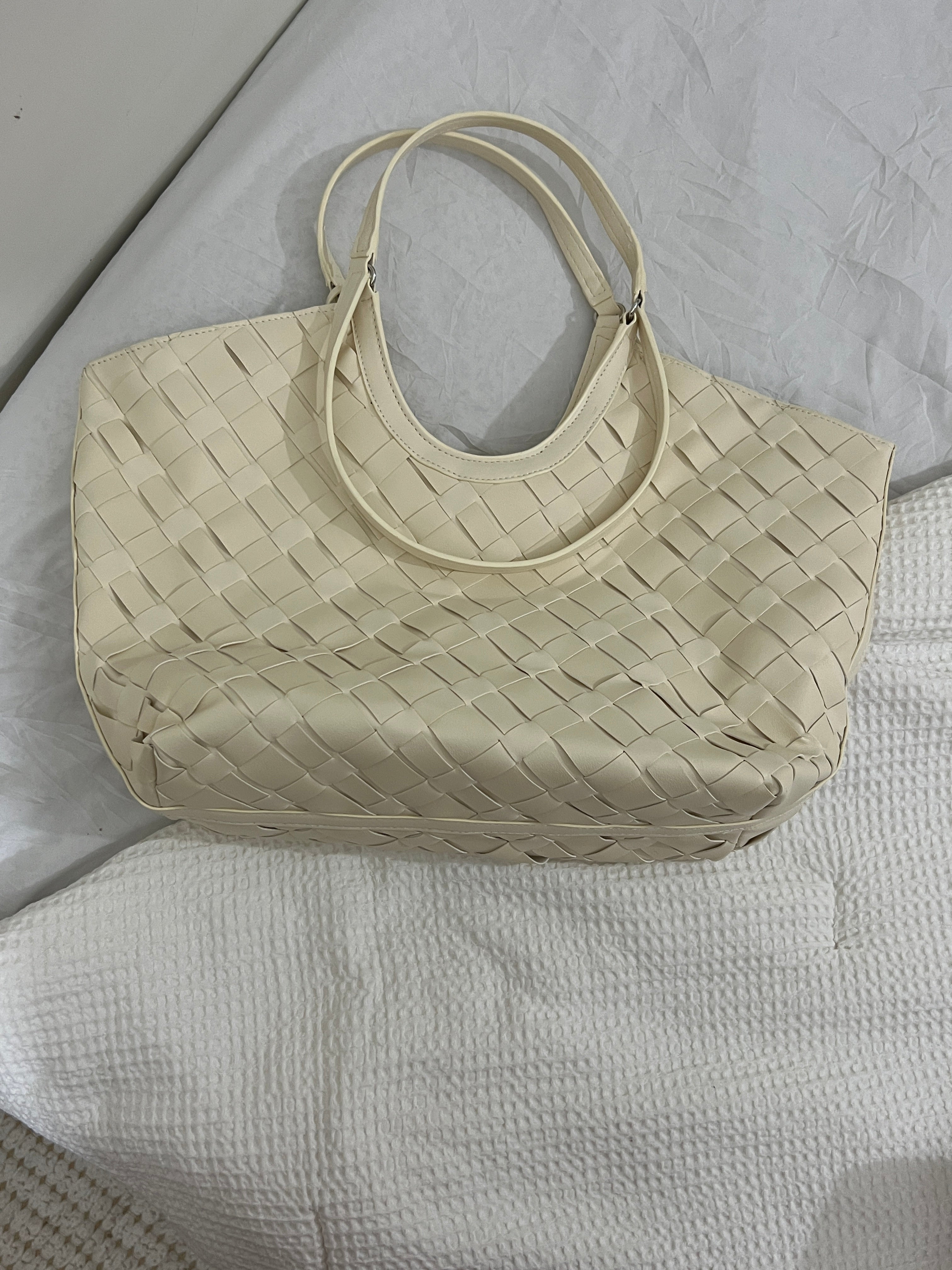 CHARLES & KEITH Ivette Woven Tote Bag - White