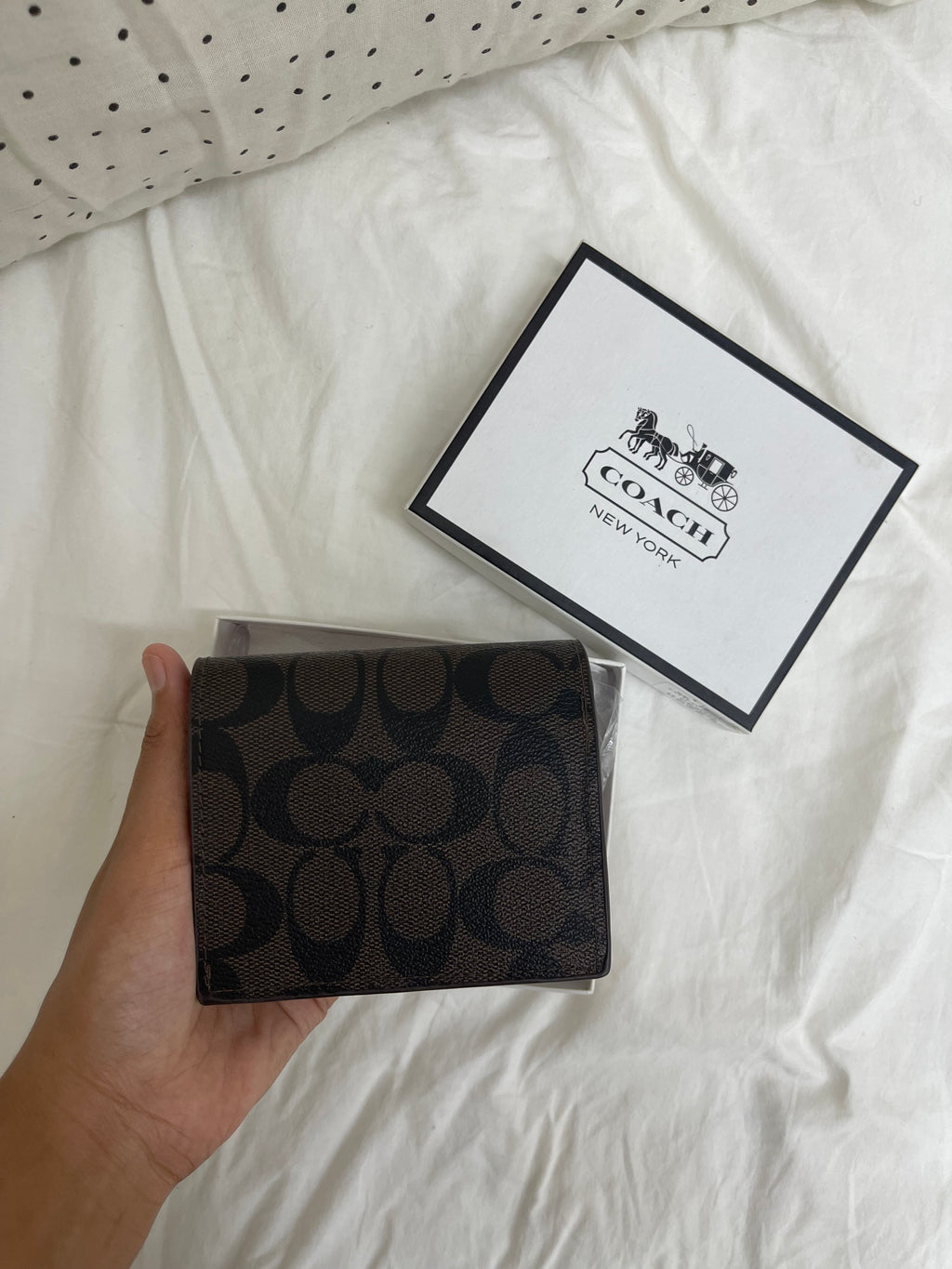 Coach Signature Small Zip Wallet – Charcoal Black