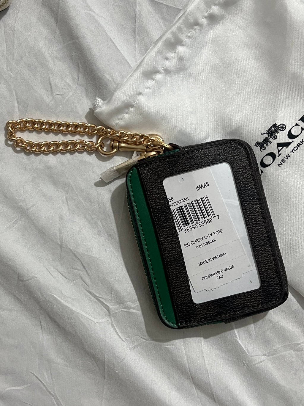 Coach Signature Canvas with Green Trim