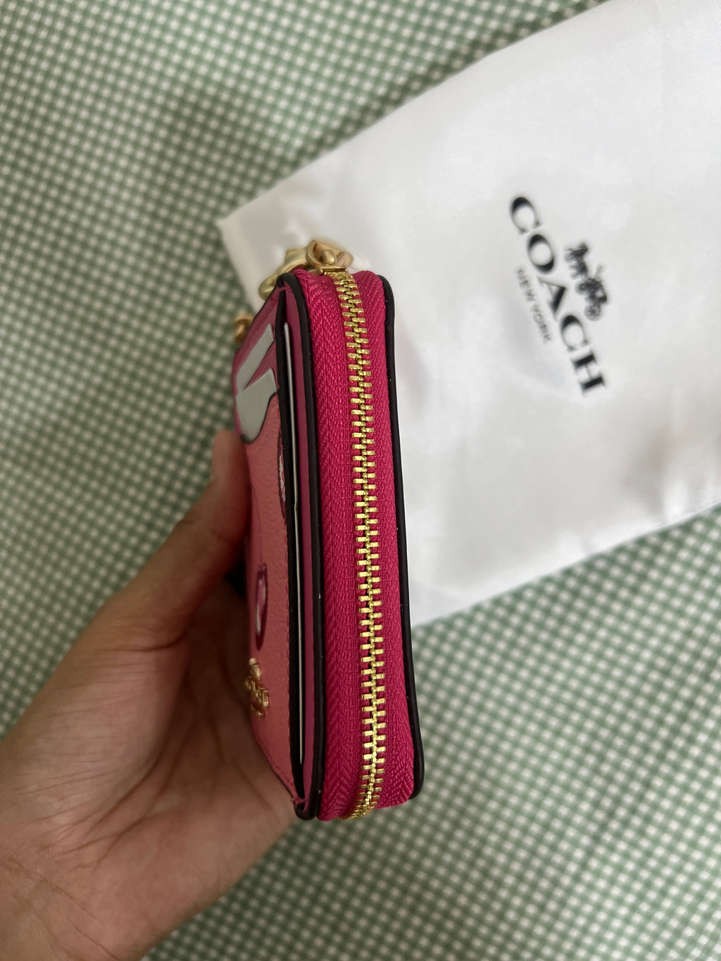 Coach Zip Card Case in Pink Cherry