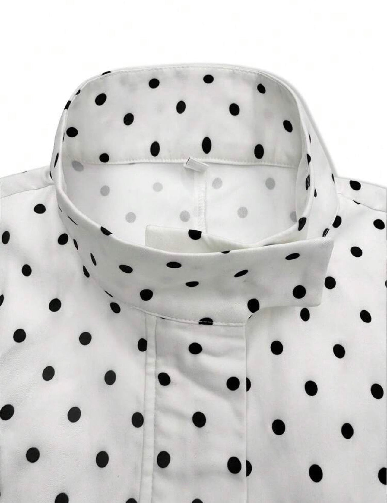 Viral Polka Dot Print Shoulder loose Style Jacket White Casual Everyday