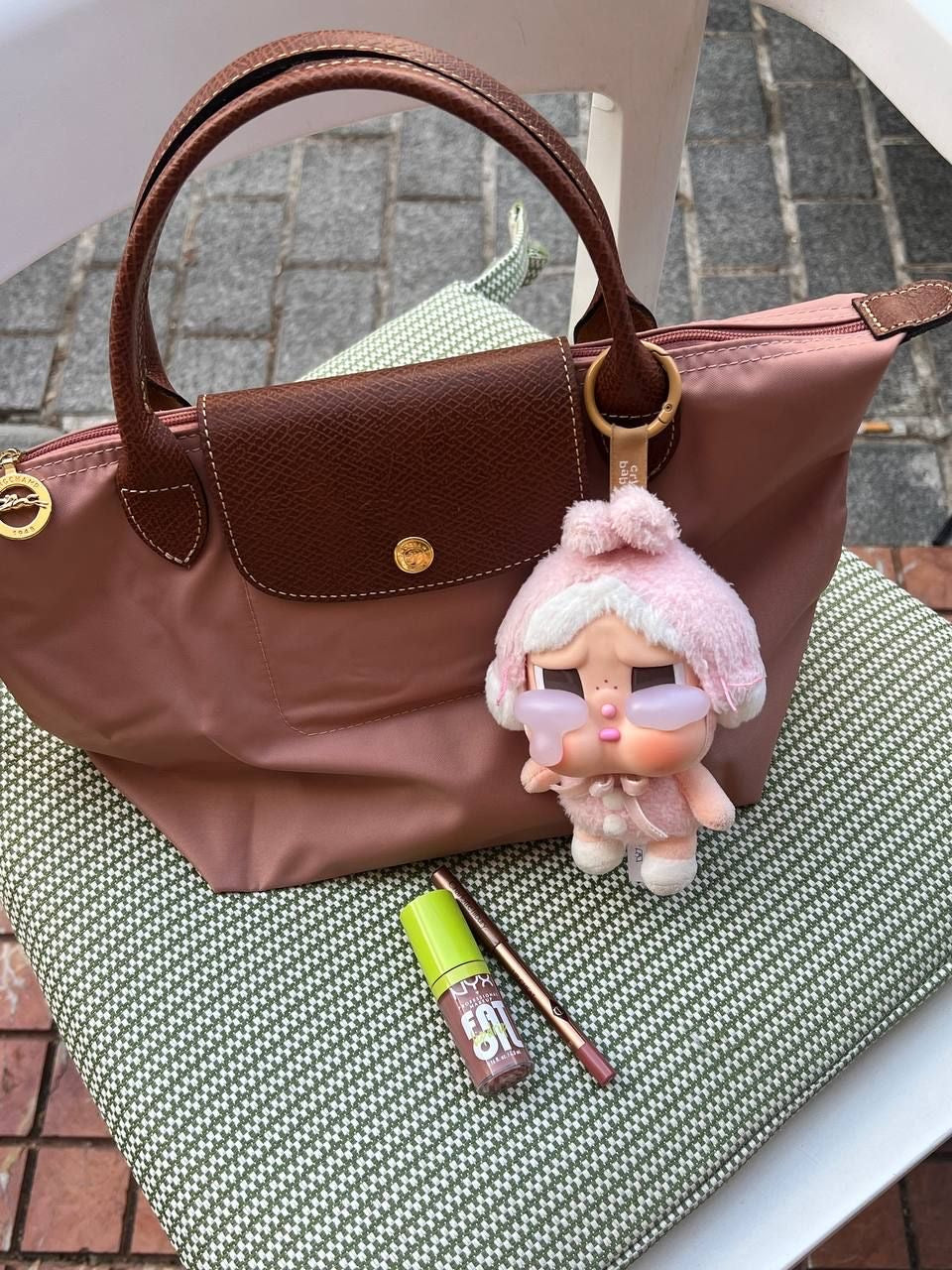 Longchamp Handbag Pink Tea - PAPER WHITE (WITH BRAND LOGO)