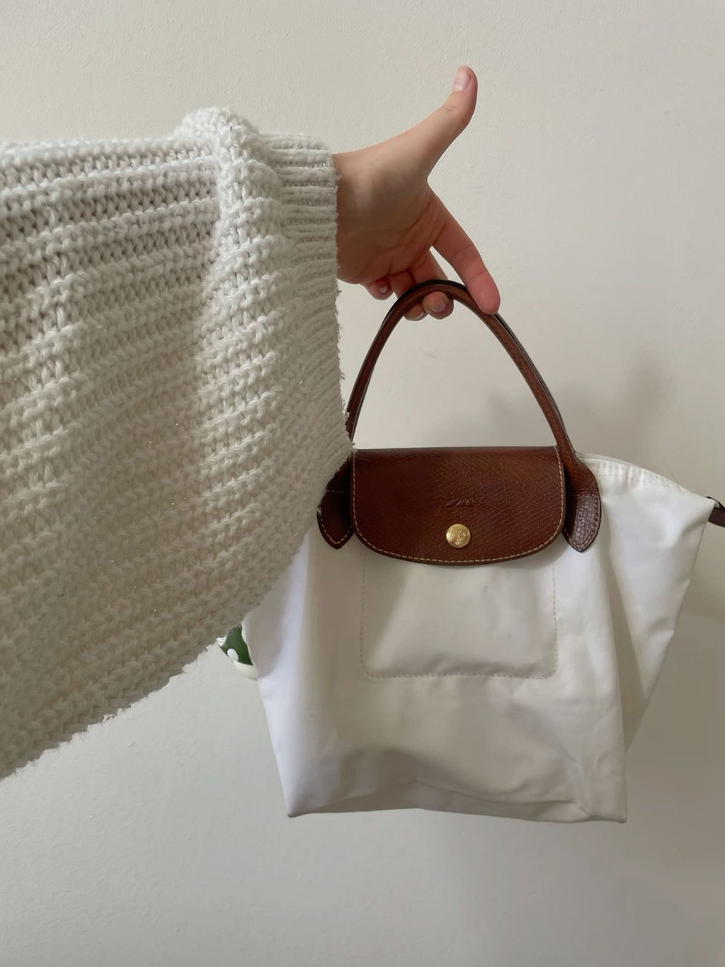 Longchamp Handbag Small - PAPER WHITE (WITH BRAND LOGO)