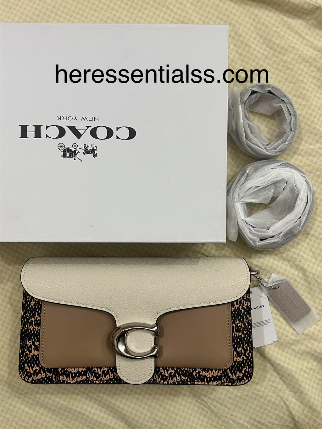 BROWN MULTI COACH TAB 26 BAG (WITH STRAPS & BOX)