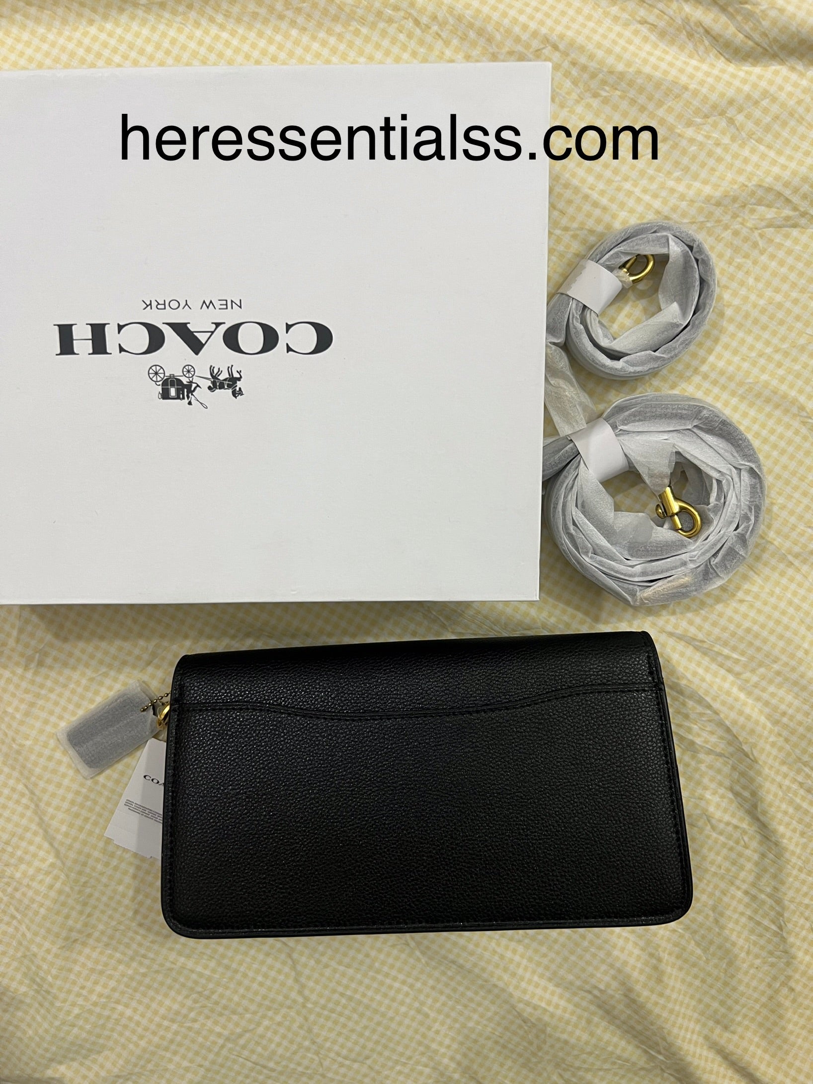 BLACK SIGNATURE COACH TAB 26 BAG (WITH STRAPS & BOX)