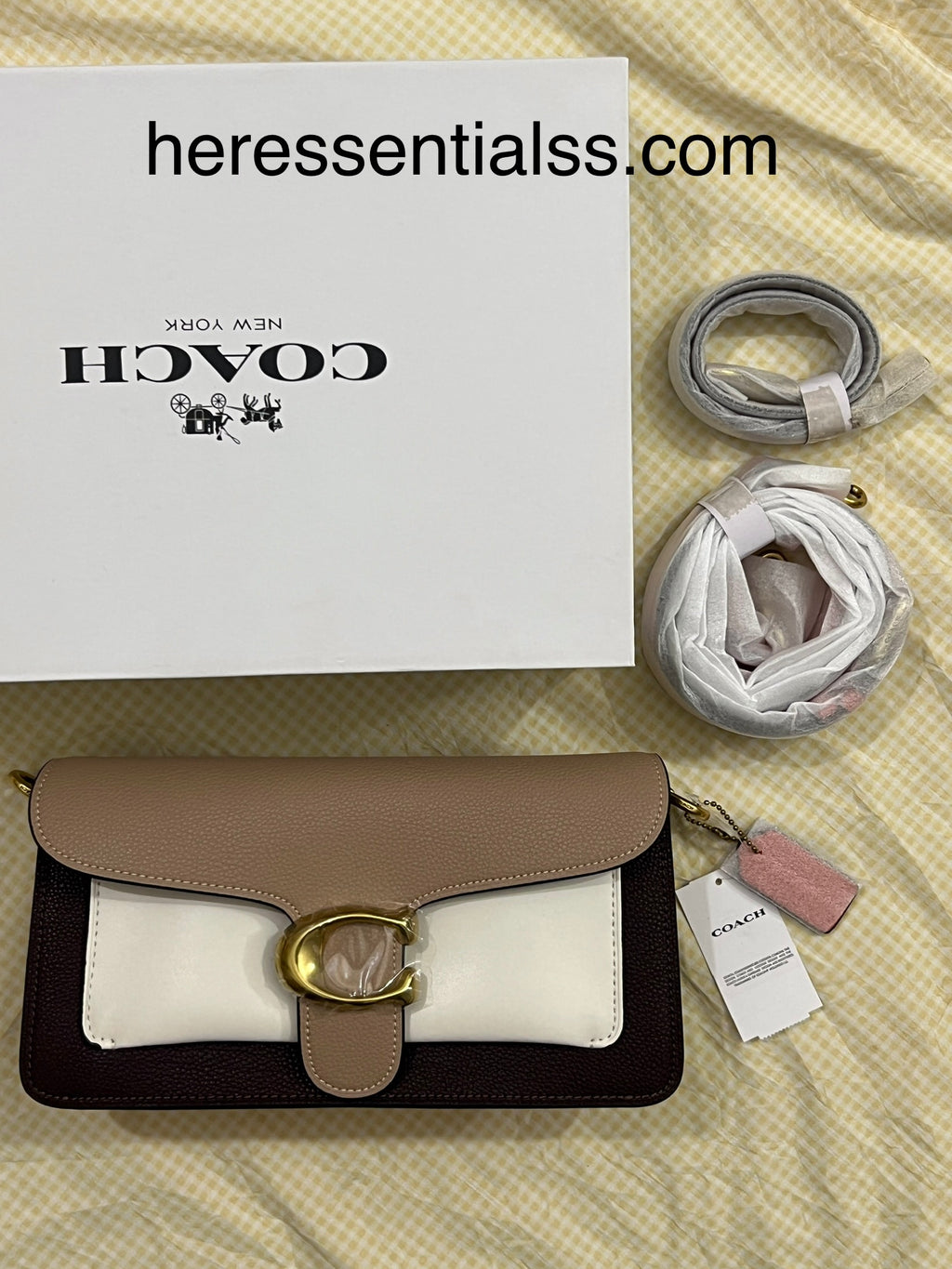 WHITE BLACK COACH TAB 26 BAG (WITH STRAPS & BOX)