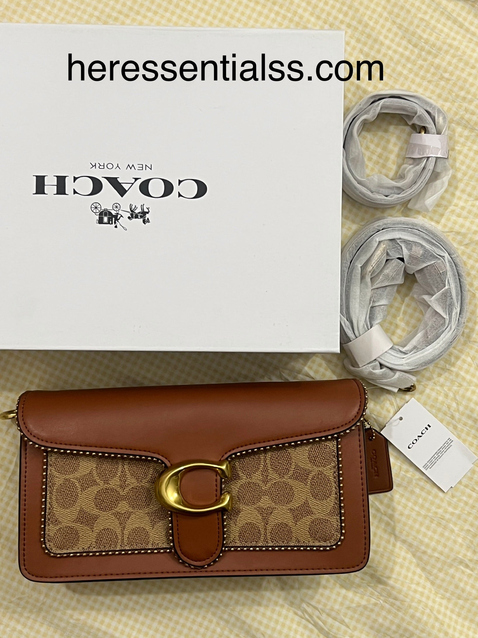 BROWN SIGNATURE COACH TAB 26 BAG (WITH STRAPS & BOX)