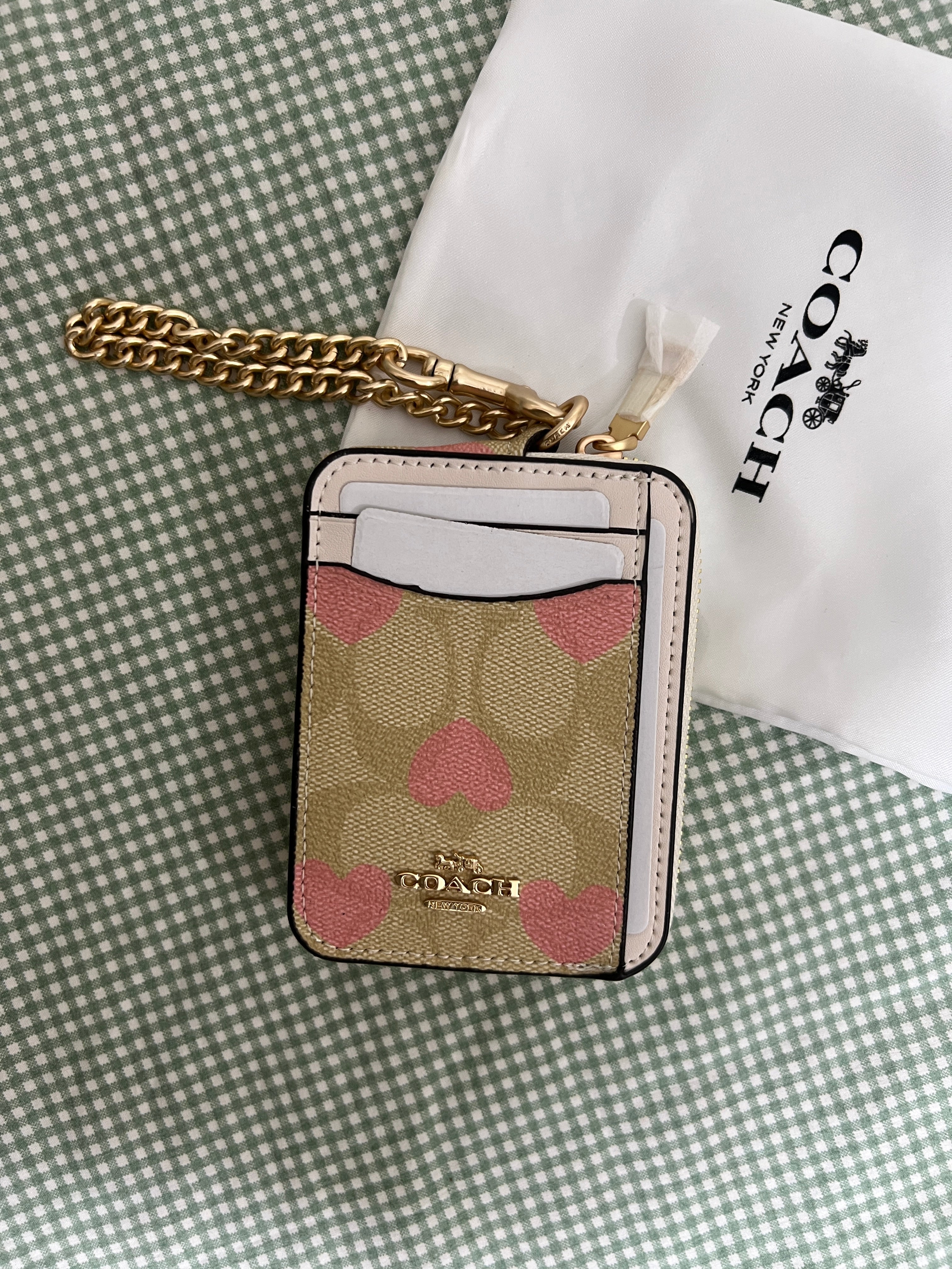 Coach Zip Card Case in Signature Canvas with Heart Print