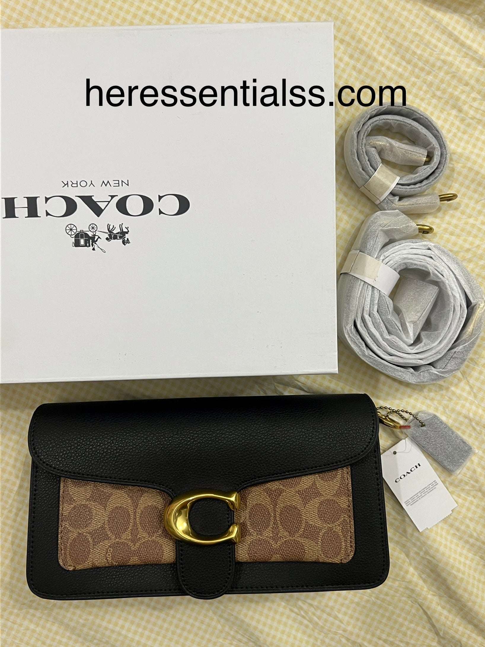 BLACK SIGNATURE COACH TAB 26 BAG (WITH STRAPS & BOX)