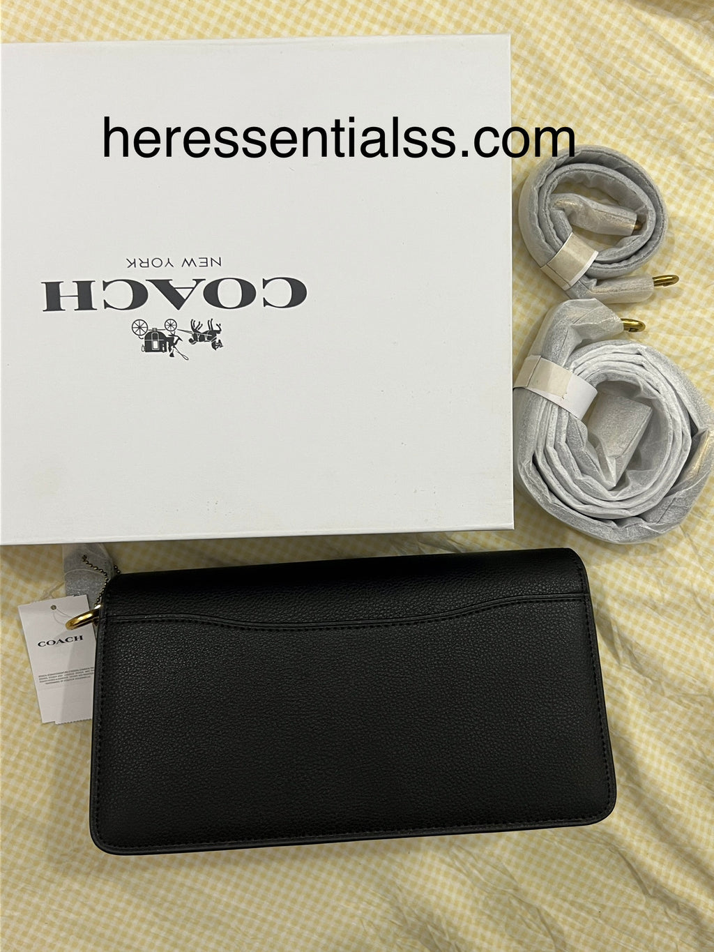 BLACK SIGNATURE COACH TAB 26 BAG (WITH STRAPS & BOX)