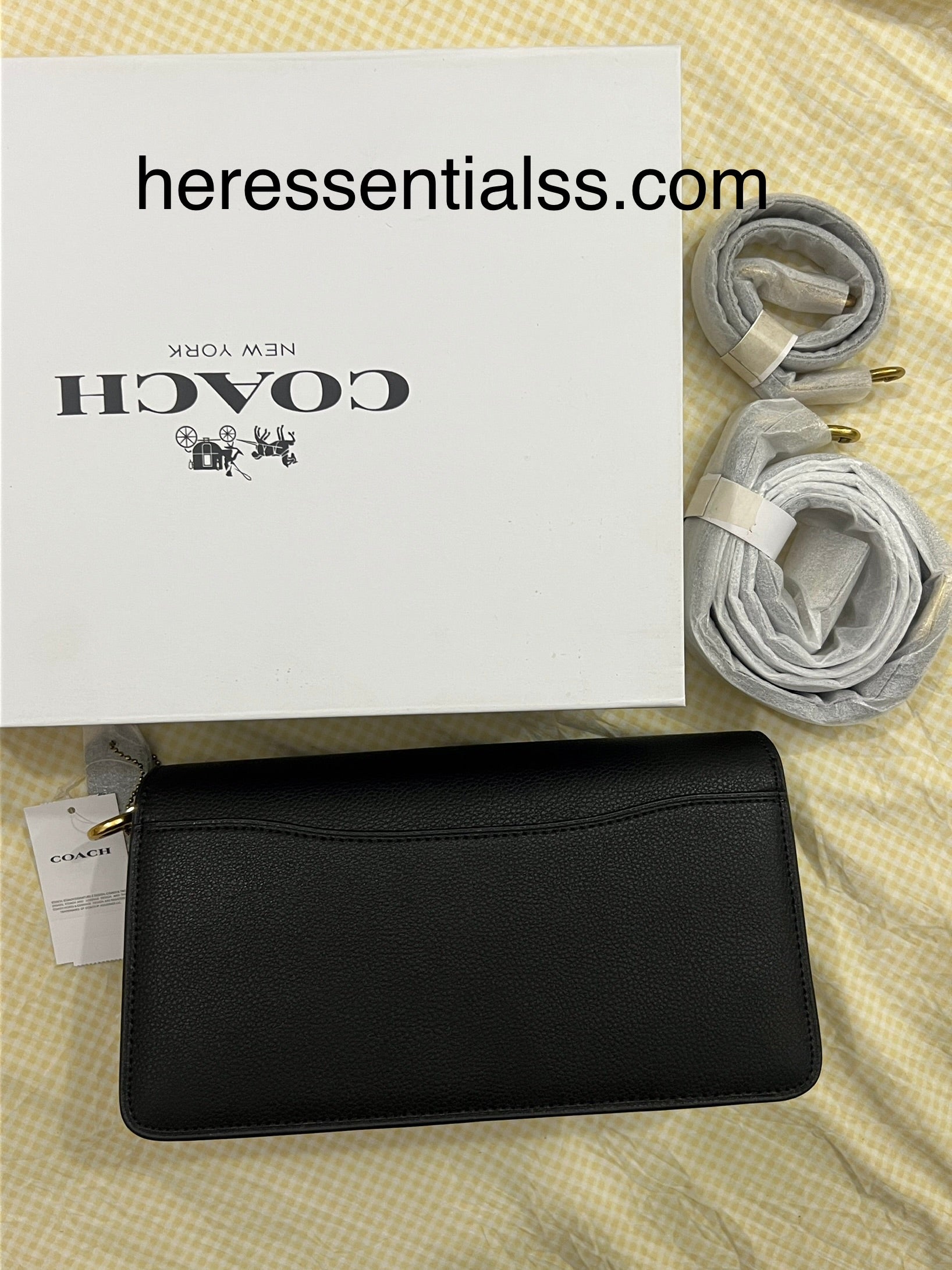 BLACK SIGNATURE COACH TAB 26 BAG (WITH STRAPS & BOX)