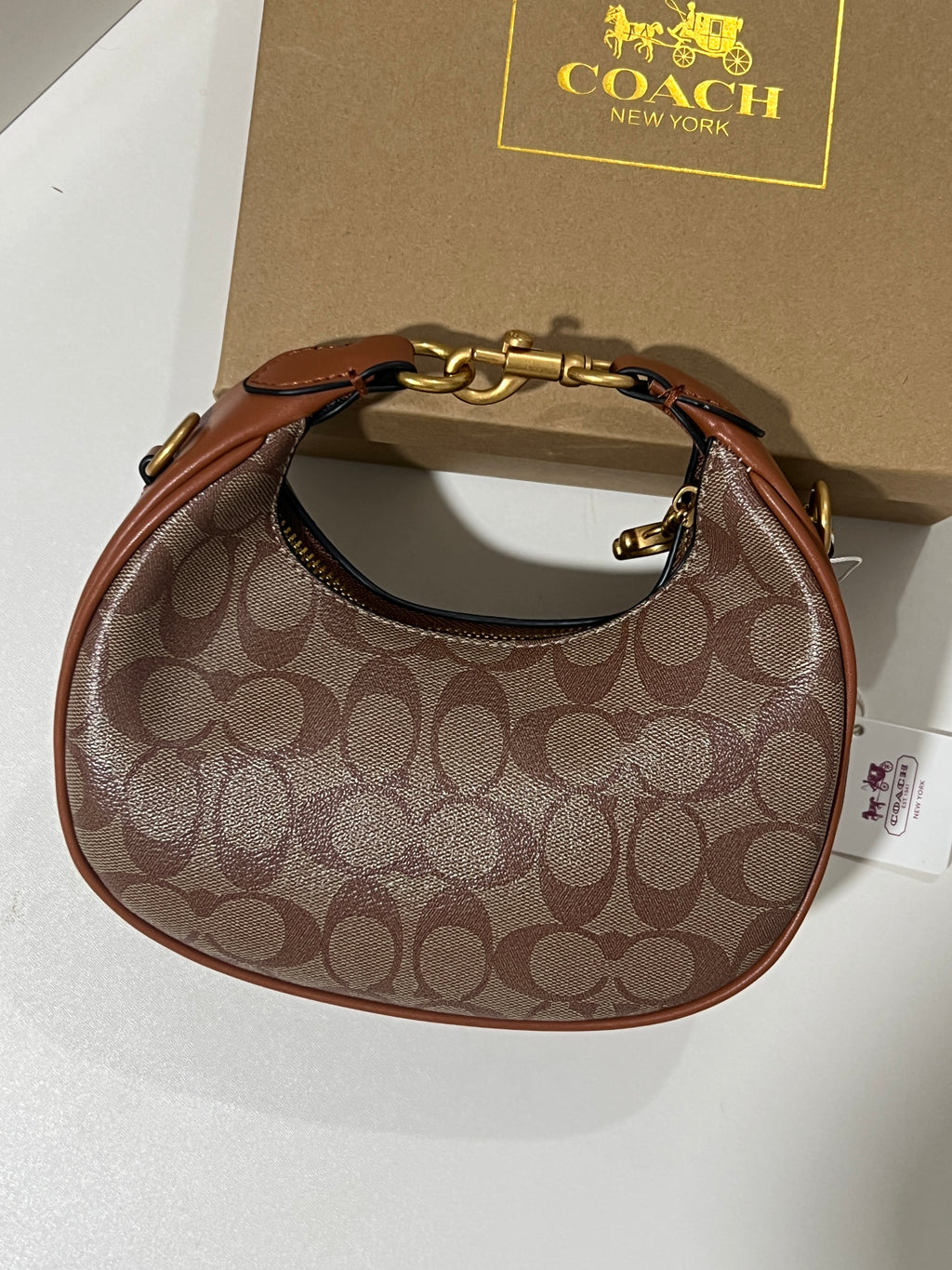 COACH JONIE BAG BROWN (INCLUDE BOX AND LONG STRAP )