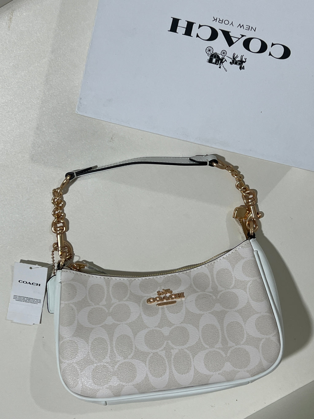 Coach Teri  white Shoulder Bag (with Box and long strap)