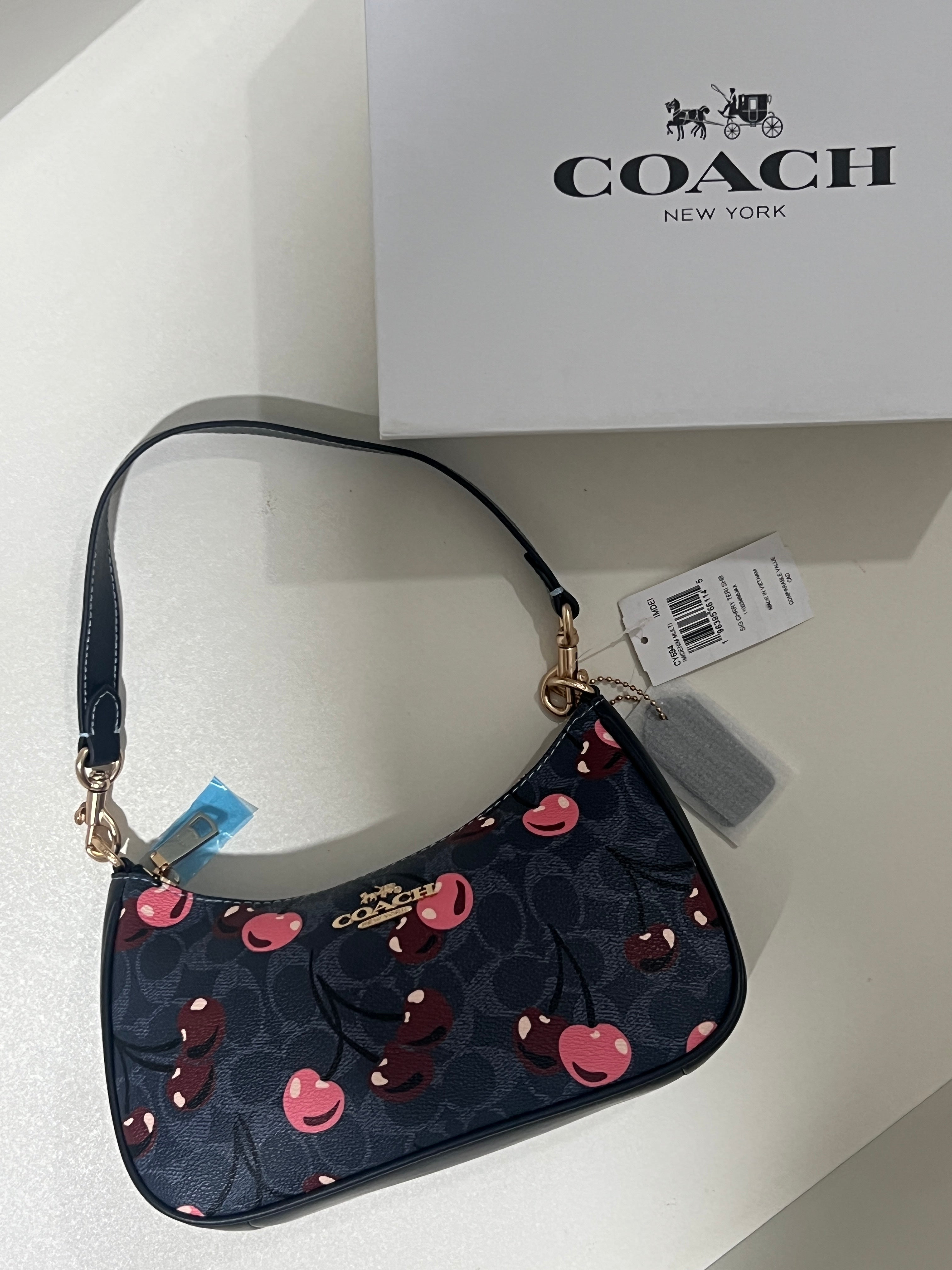 Coach Teri Blue Cherry Shoulder Bag (with Box and long strap)