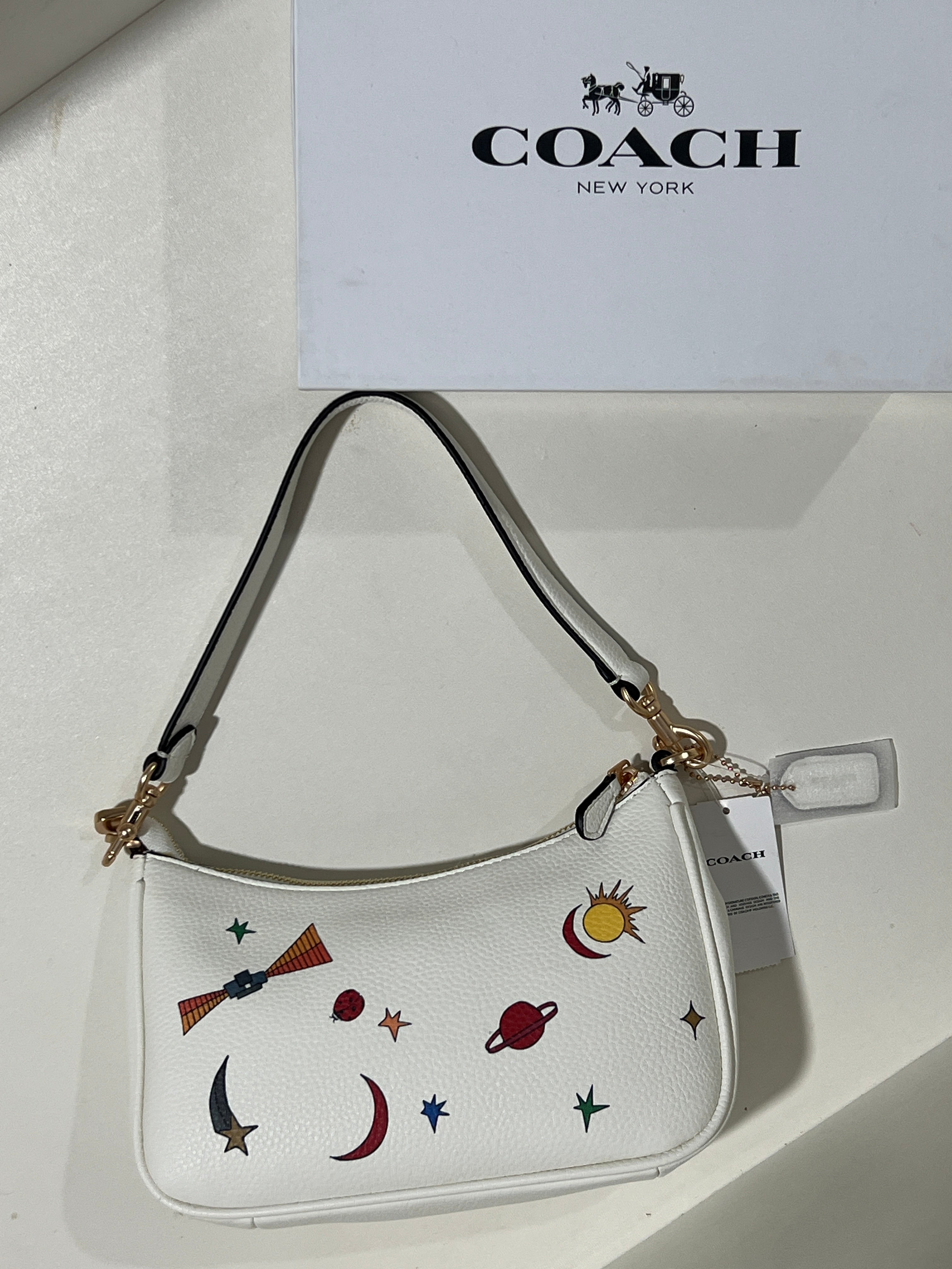 Coach Teri White Shoulder Bag (with Box and long strap)