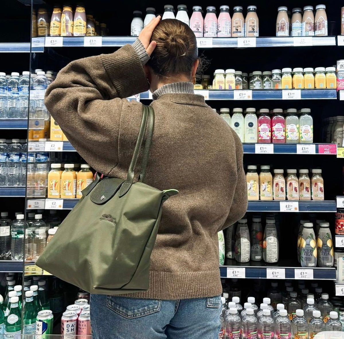 Longchamp Tote MEDIUM - Olive Green (WITH BRAND LOGO)