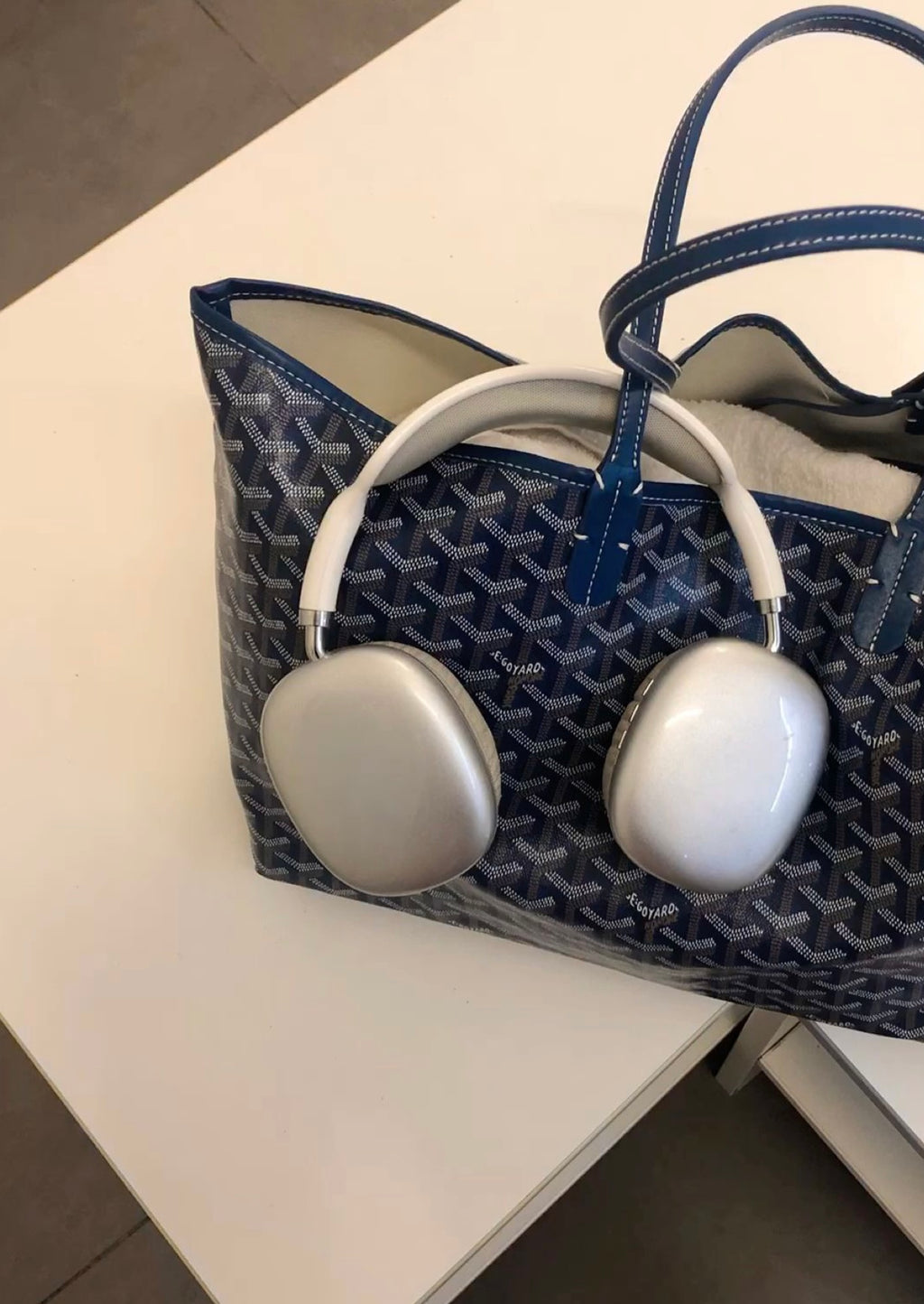 Goyard Tote Bag – Navy Artois (Large With Pouch)