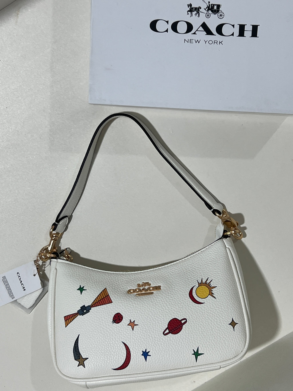 Coach Teri White Shoulder Bag (with Box and long strap)