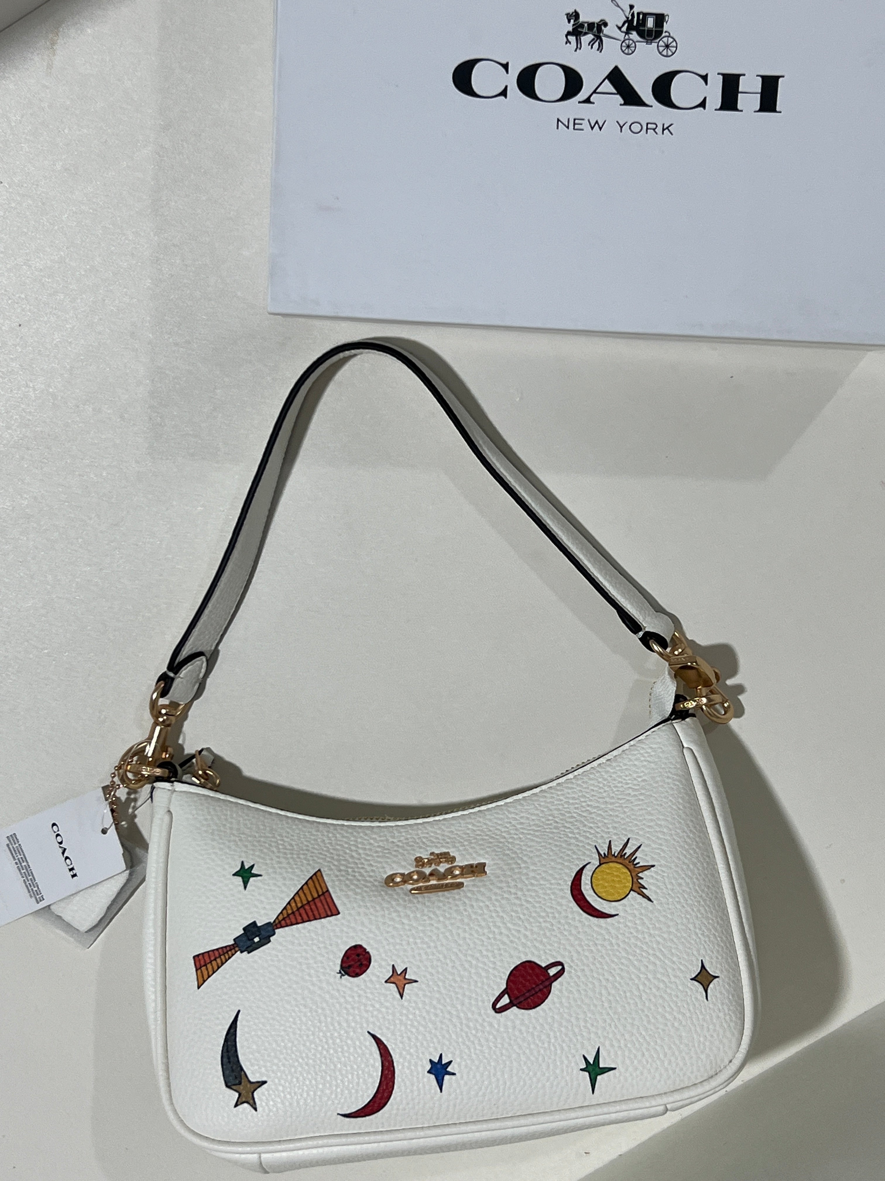Coach Teri White Shoulder Bag (with Box and long strap)