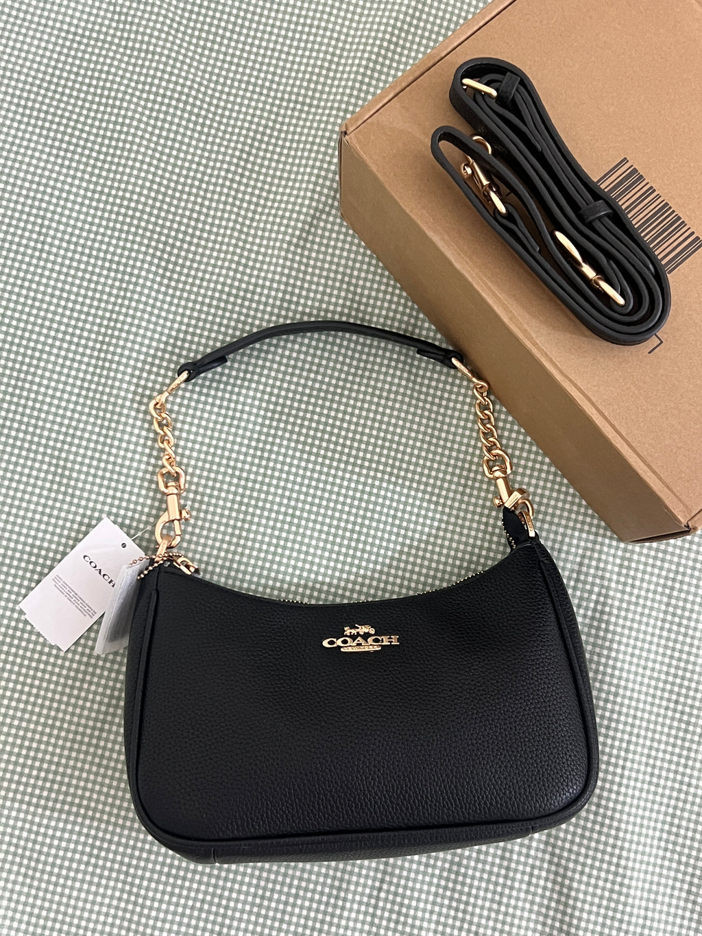 Coach Teri  Black Shoulder Bag (with Box and long strap)