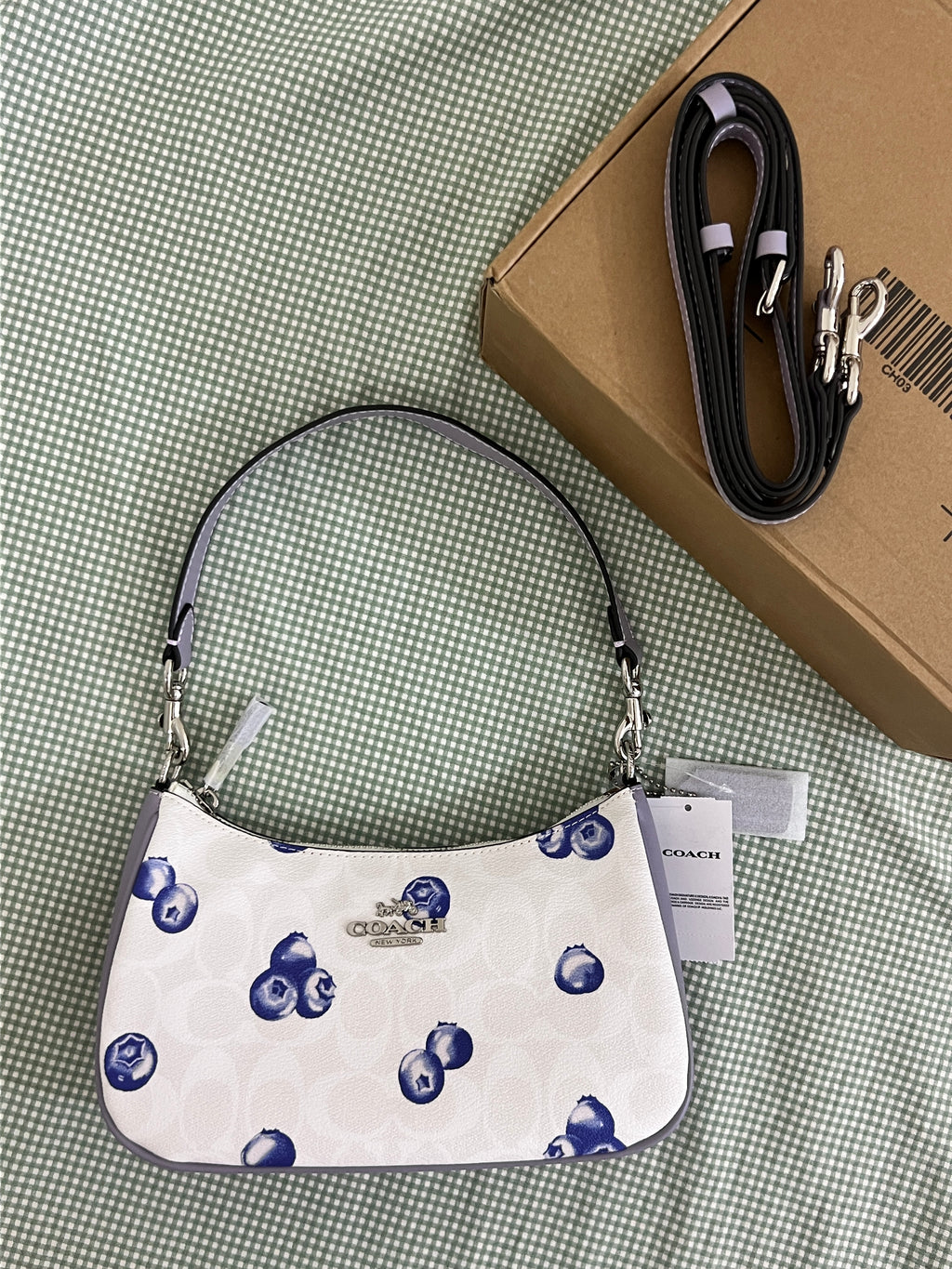 Coach Teri Signature Blueberry Shoulder Bag (with Box and long strap)