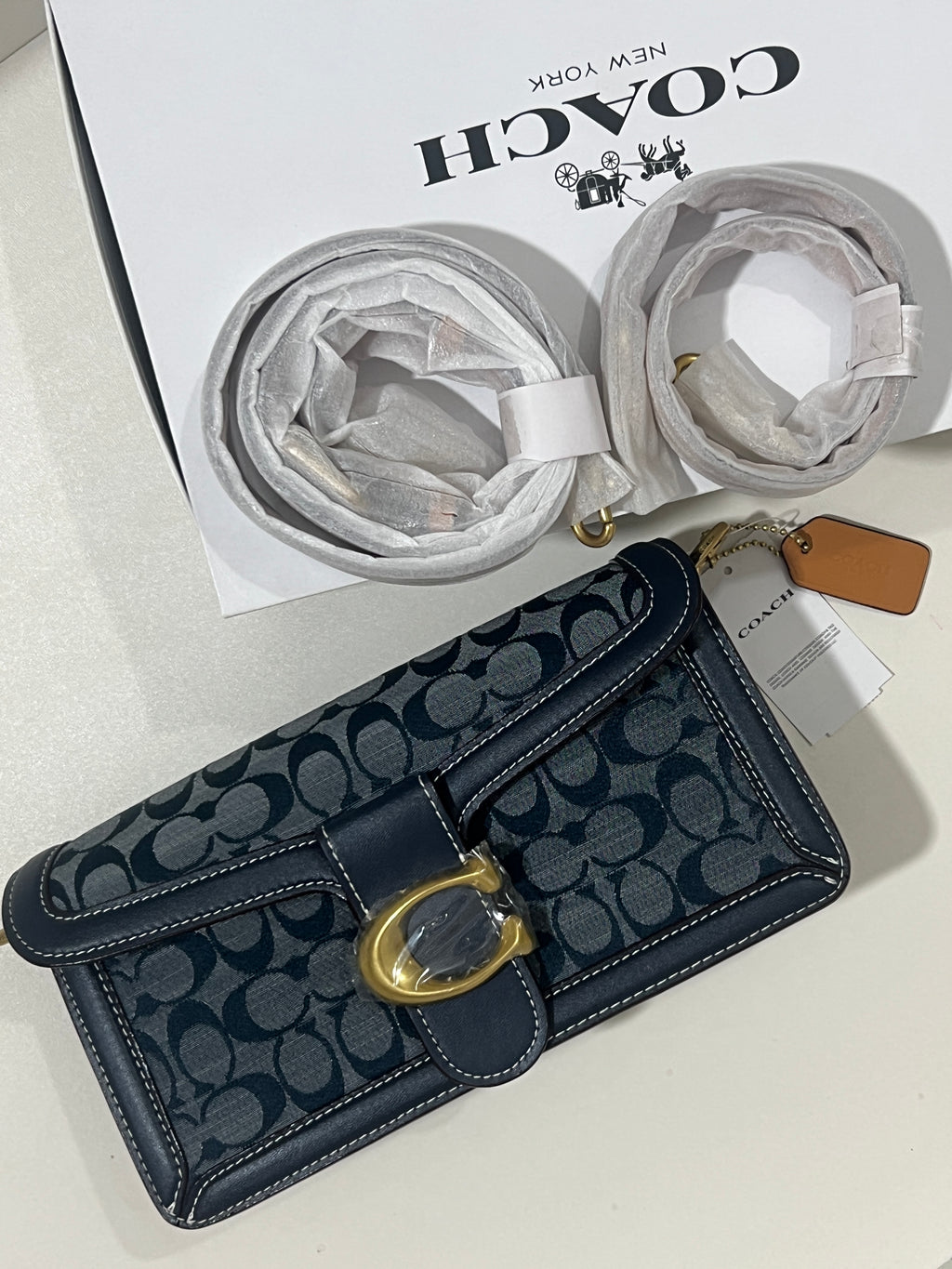 Signature Chambray Coach Shoulder Bag (WITH BOX)