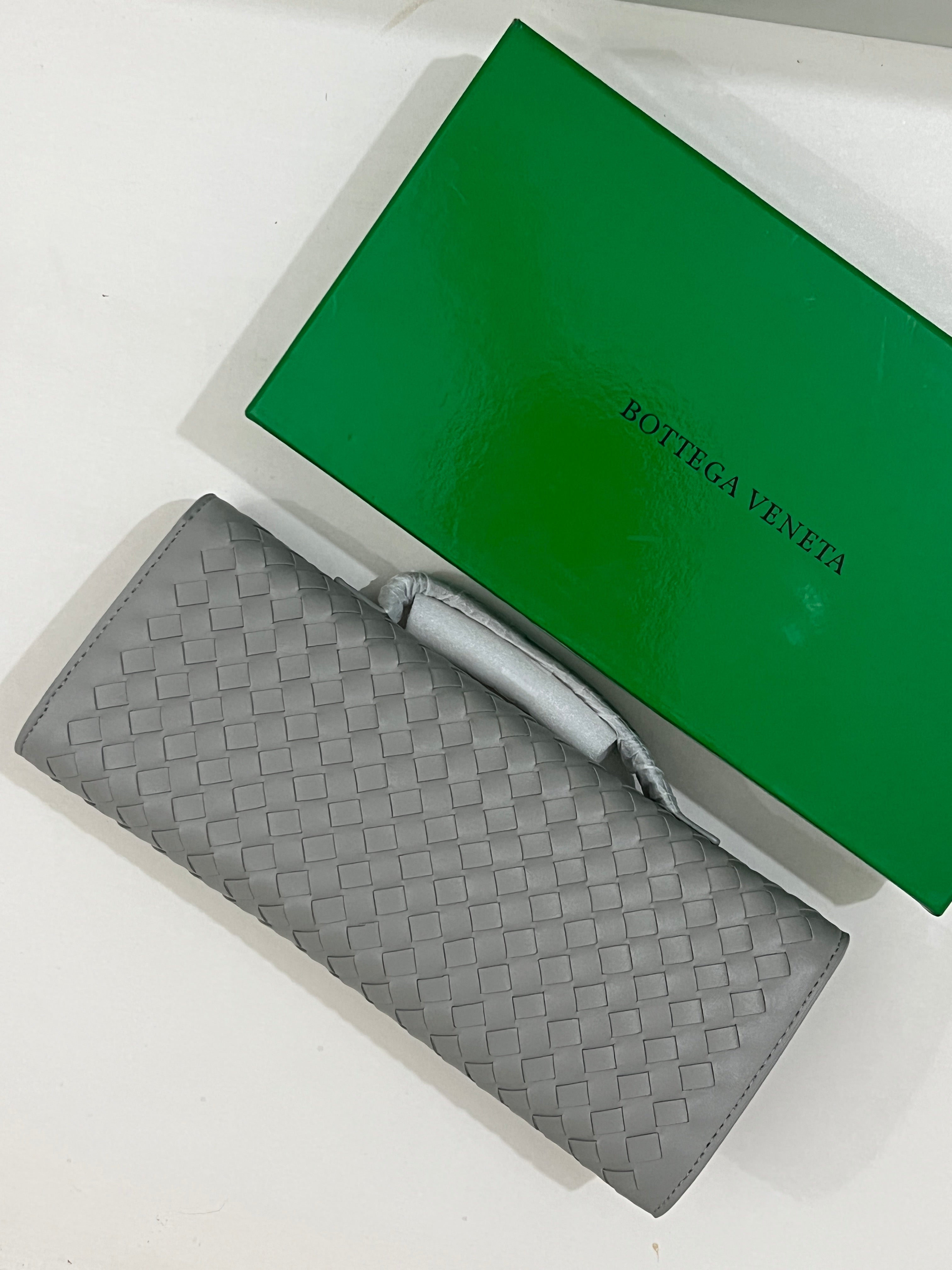 Bottega Veneta Inspired Clutch (Grey) with Long Strap