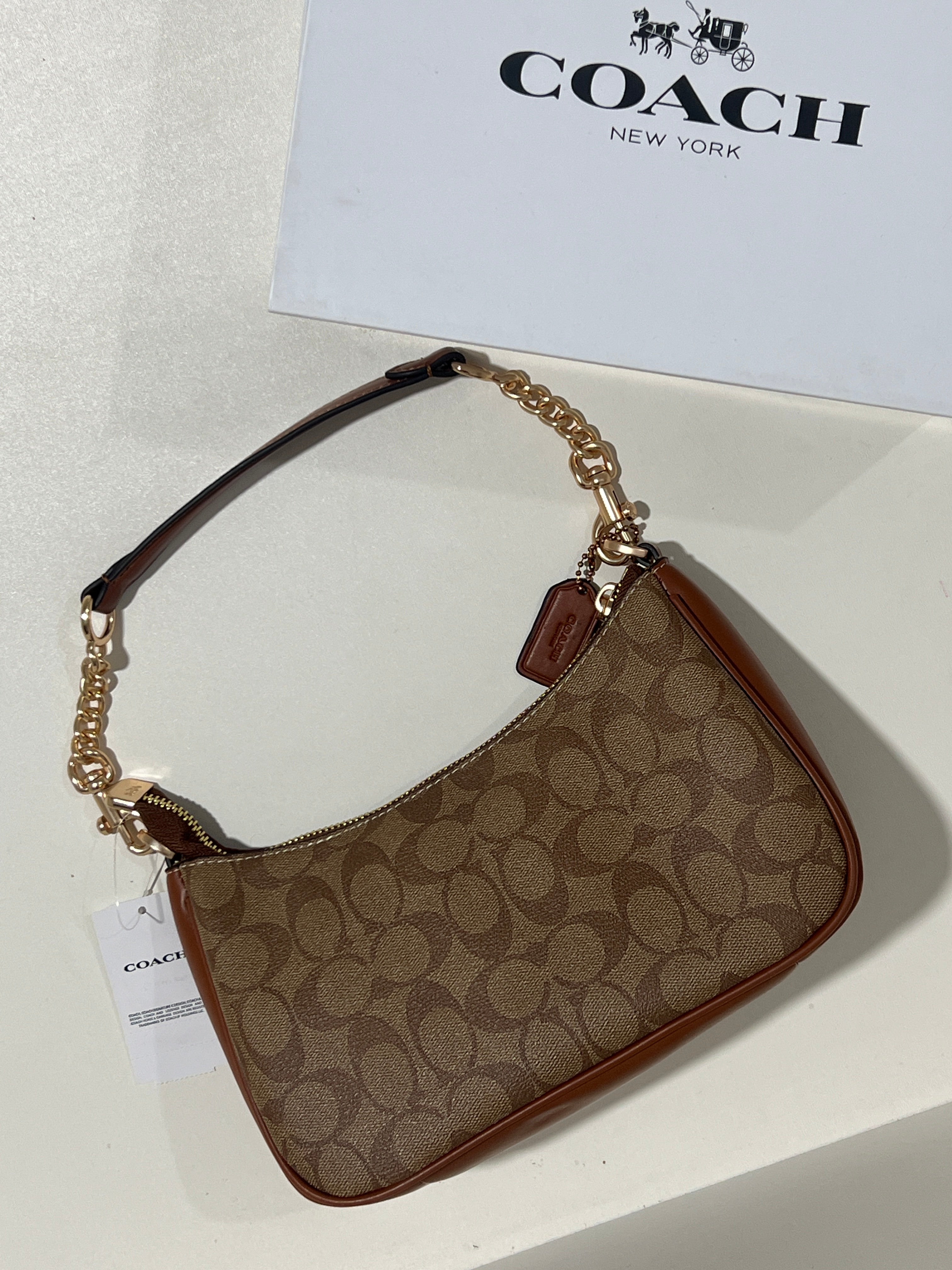 Coach Teri Brown Shoulder Bag (with Box and long strap)