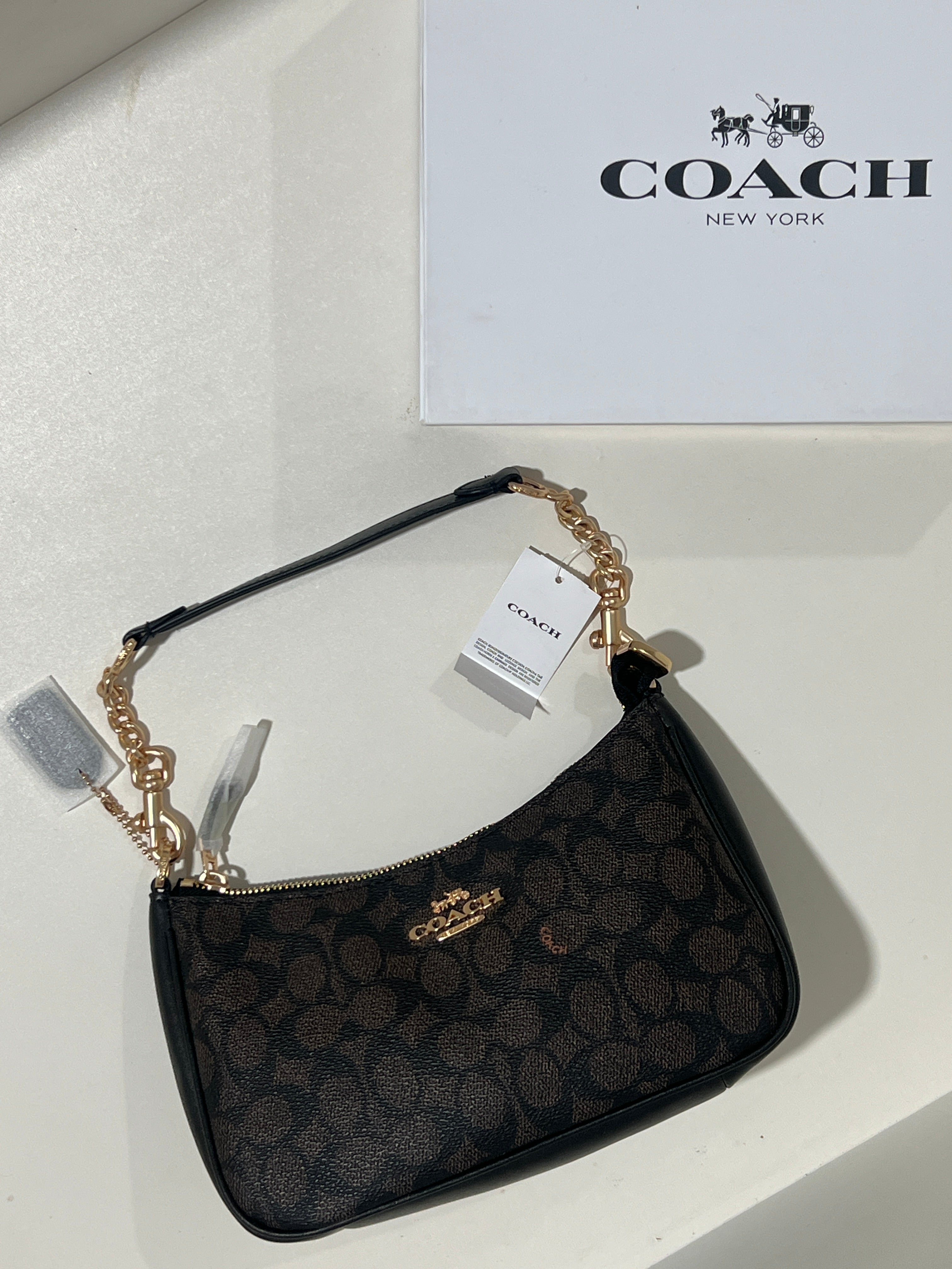 Coach Teri Dark Brown Shoulder Bag (with Box and long strap)