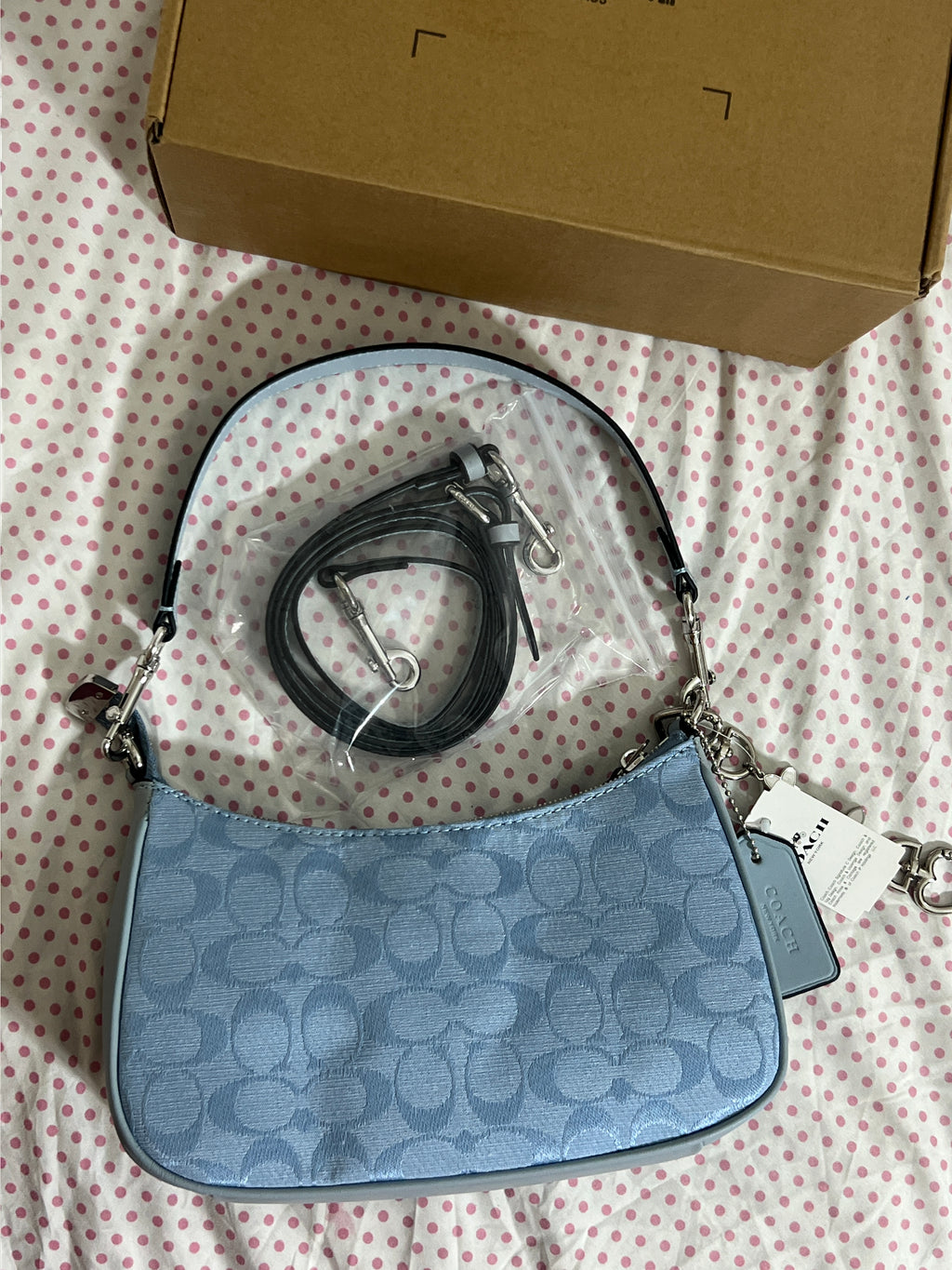 Coach Teri Shoulder Bag (with Box, Charm and  long strap)