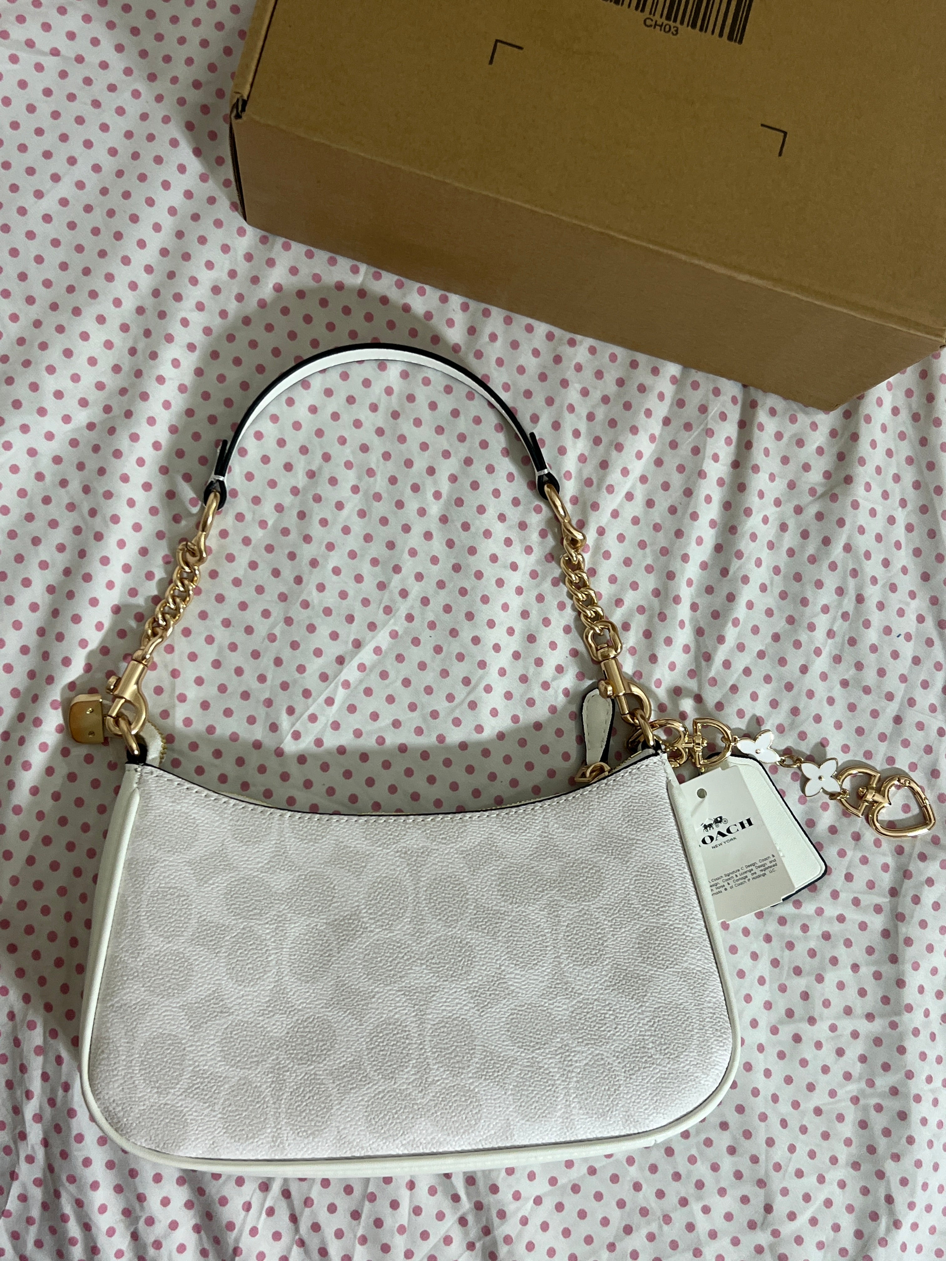 Coach Teri Shoulder Bag (with Box, Charm and  long strap)