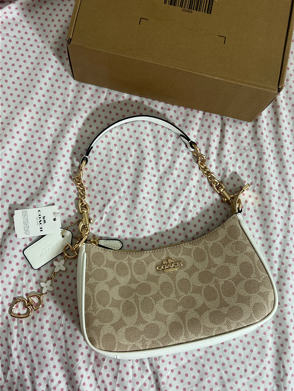Coach Teri Shoulder Bag (with Box, Charm and  long strap)