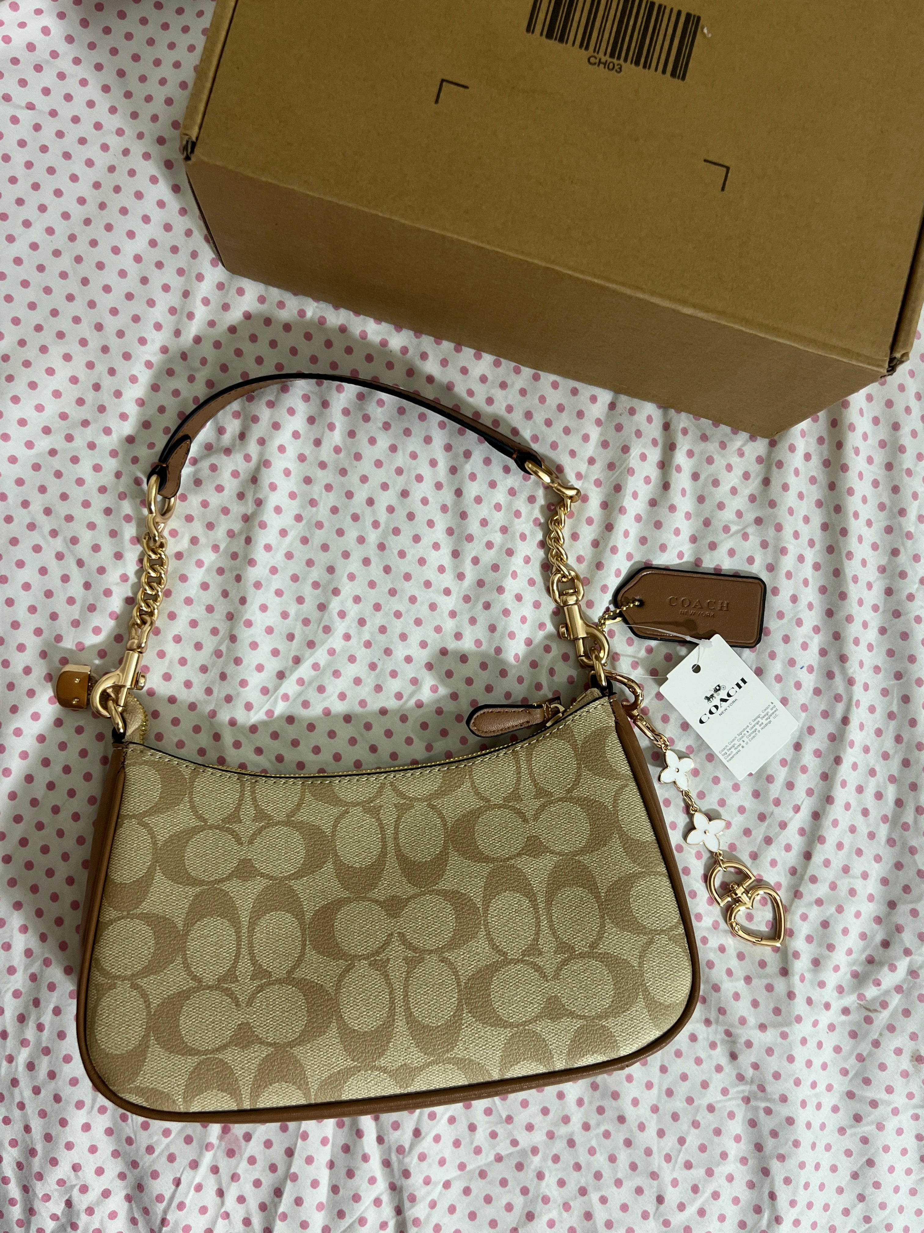 Coach Teri Shoulder Bag (with Box, Charm and  long strap)