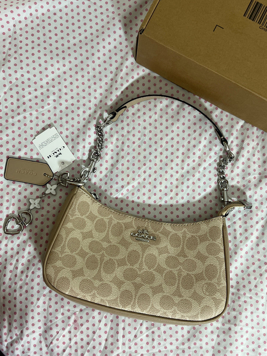 Coach Teri Shoulder Bag (with Box, Charm and  long strap)