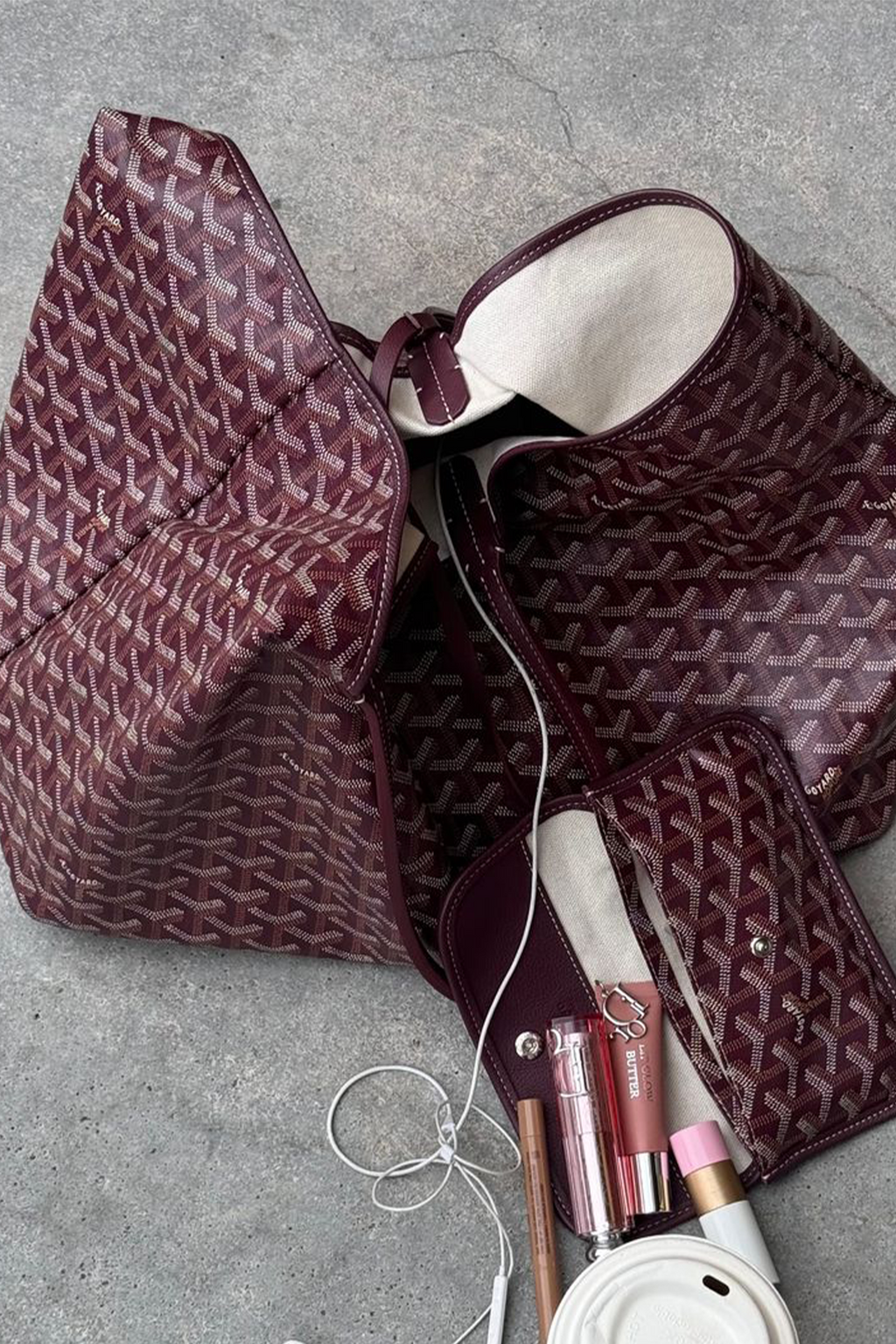 Goyard Tote Bag – Burgundy (Large With Pouch)