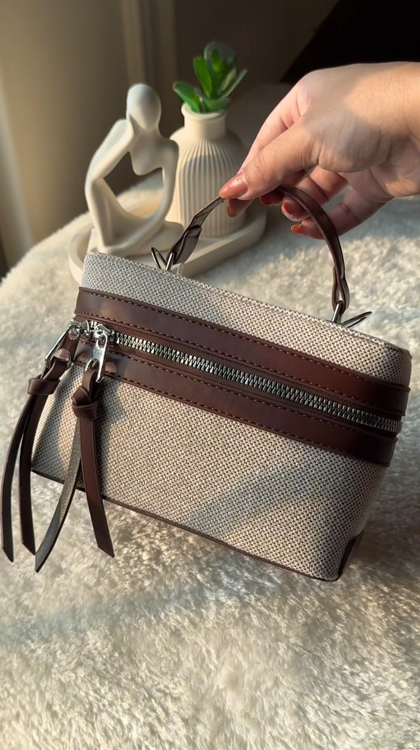 ZARA Inspired Box Bag - Chocolate Brown with Long Strap